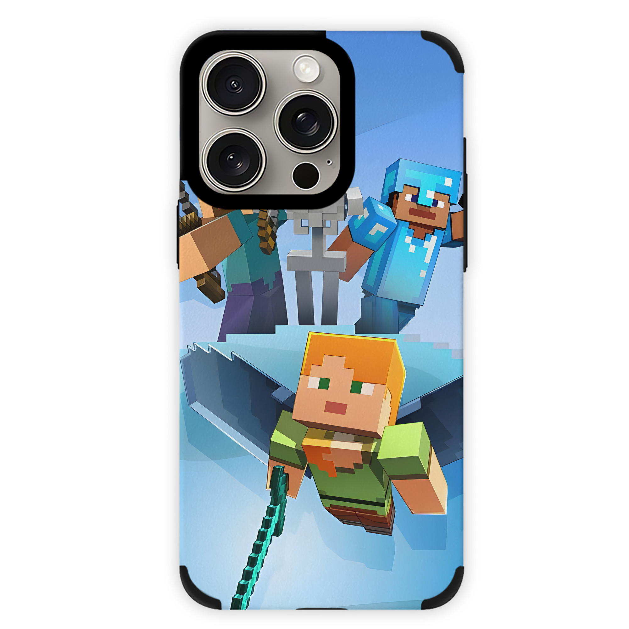 （画像用） マインクラフト ブロックの世界 Minecraft MC Block world 【iPhone15ProMax対応】 PUレザー スマホケース 耐衝撃＆黄変防止
