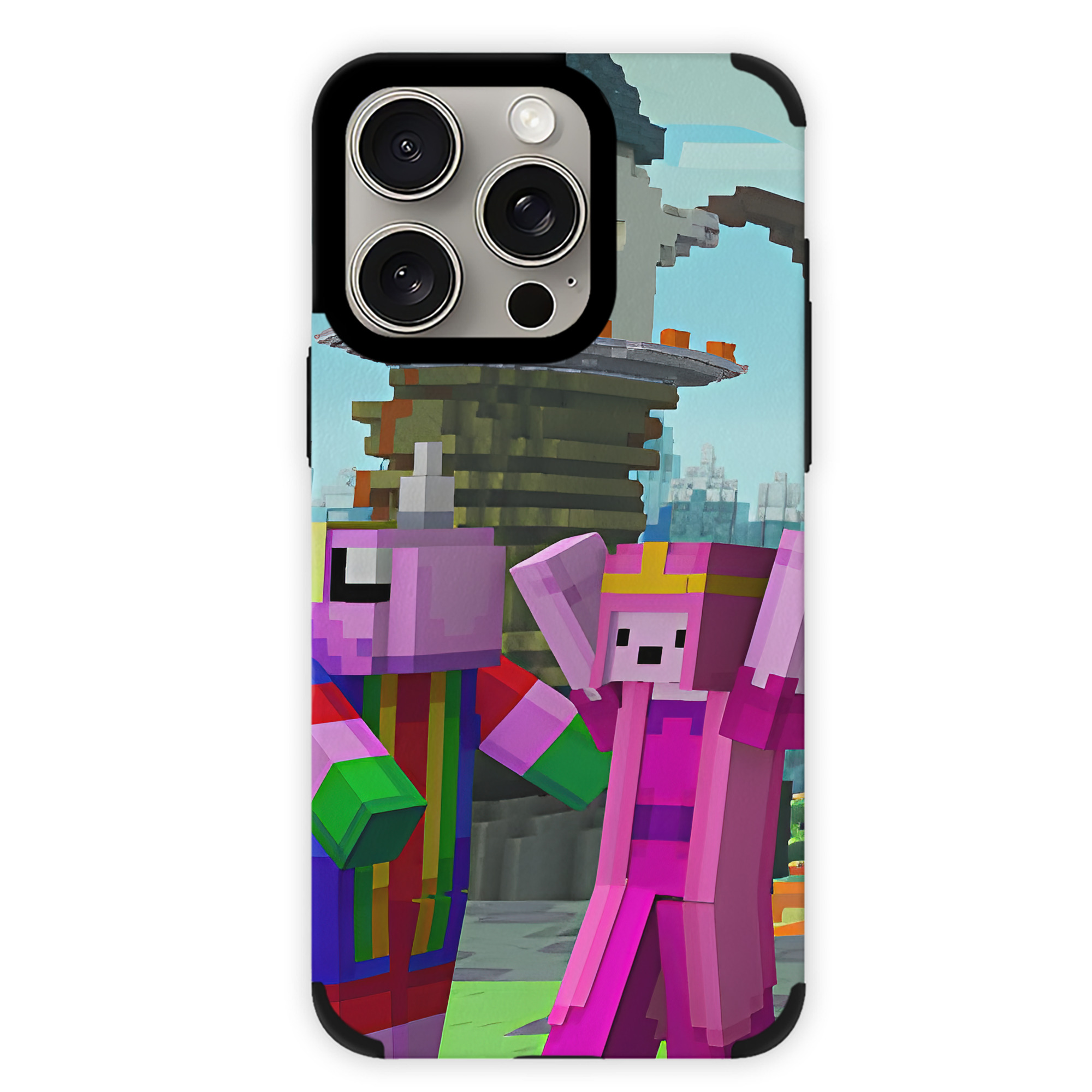 （画像用） マインクラフト ブロックの世界 Minecraft MC Block world 【iPhone15ProMax対応】 PUレザー スマホケース 耐衝撃＆黄変防止