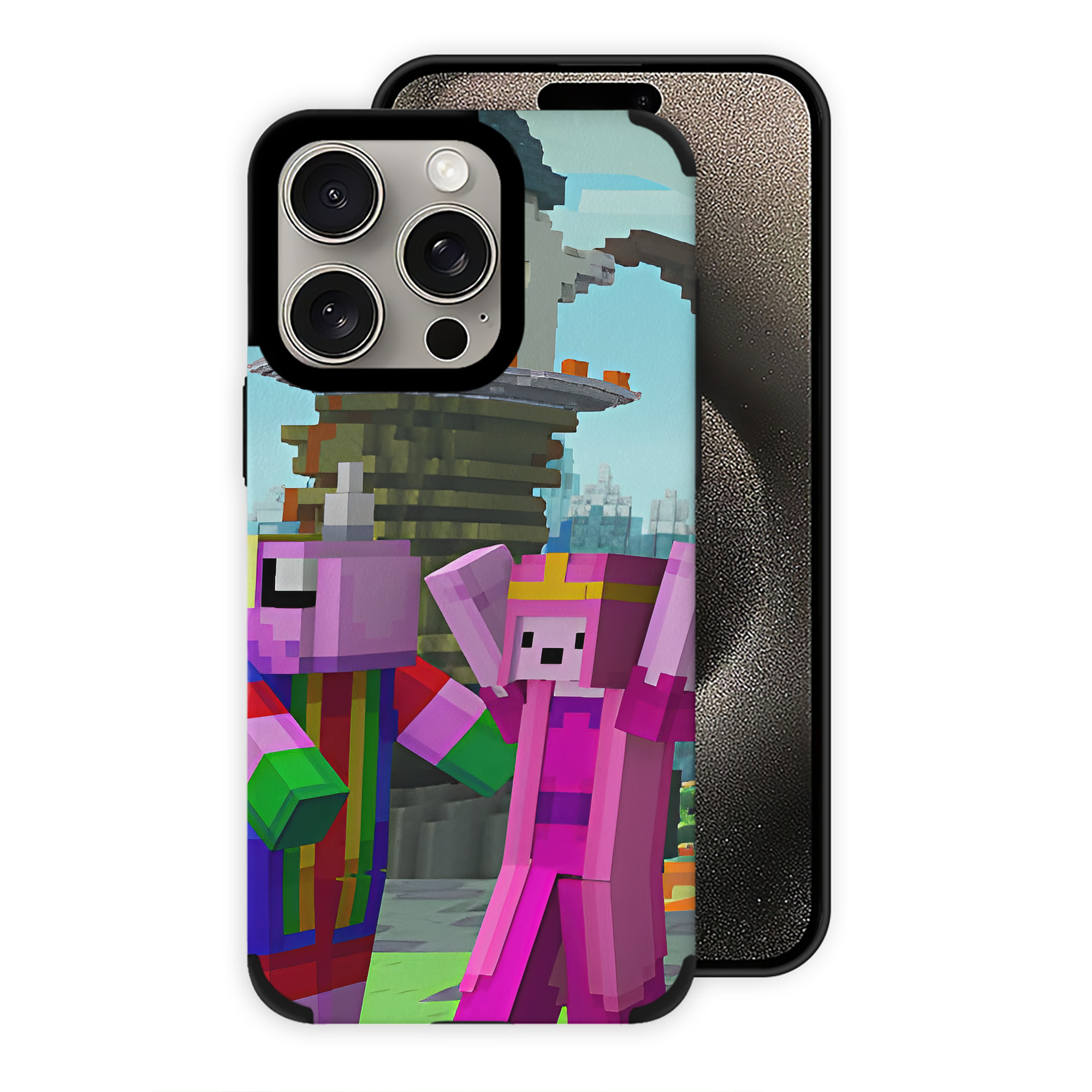 （画像用） マインクラフト ブロックの世界 Minecraft MC Block world 【iPhone15ProMax対応】 PUレザー スマホケース 耐衝撃＆黄変防止