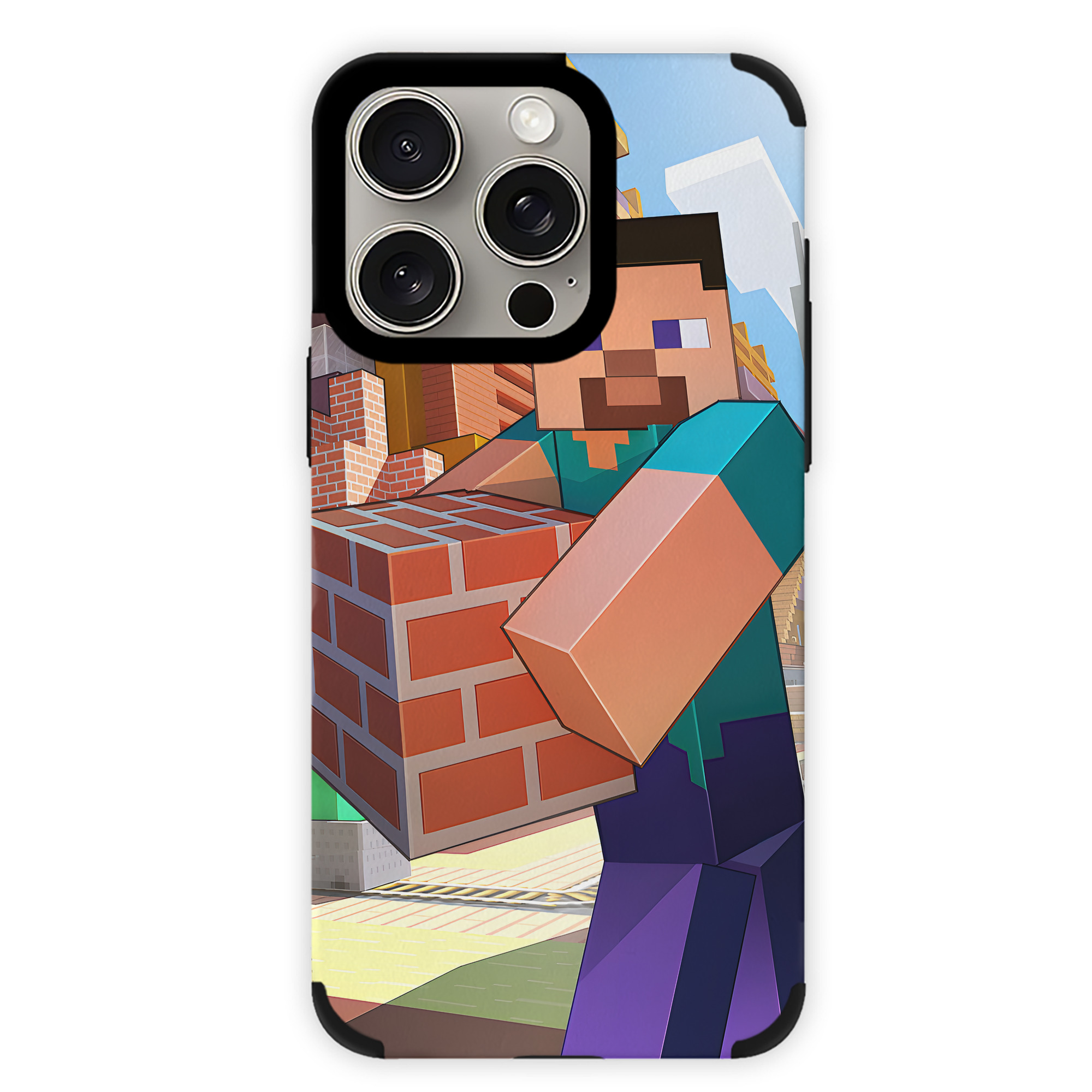 （画像用） マインクラフト ブロックの世界 Minecraft MC Block world 【iPhone15ProMax対応】 PUレザー スマホケース 耐衝撃＆黄変防止