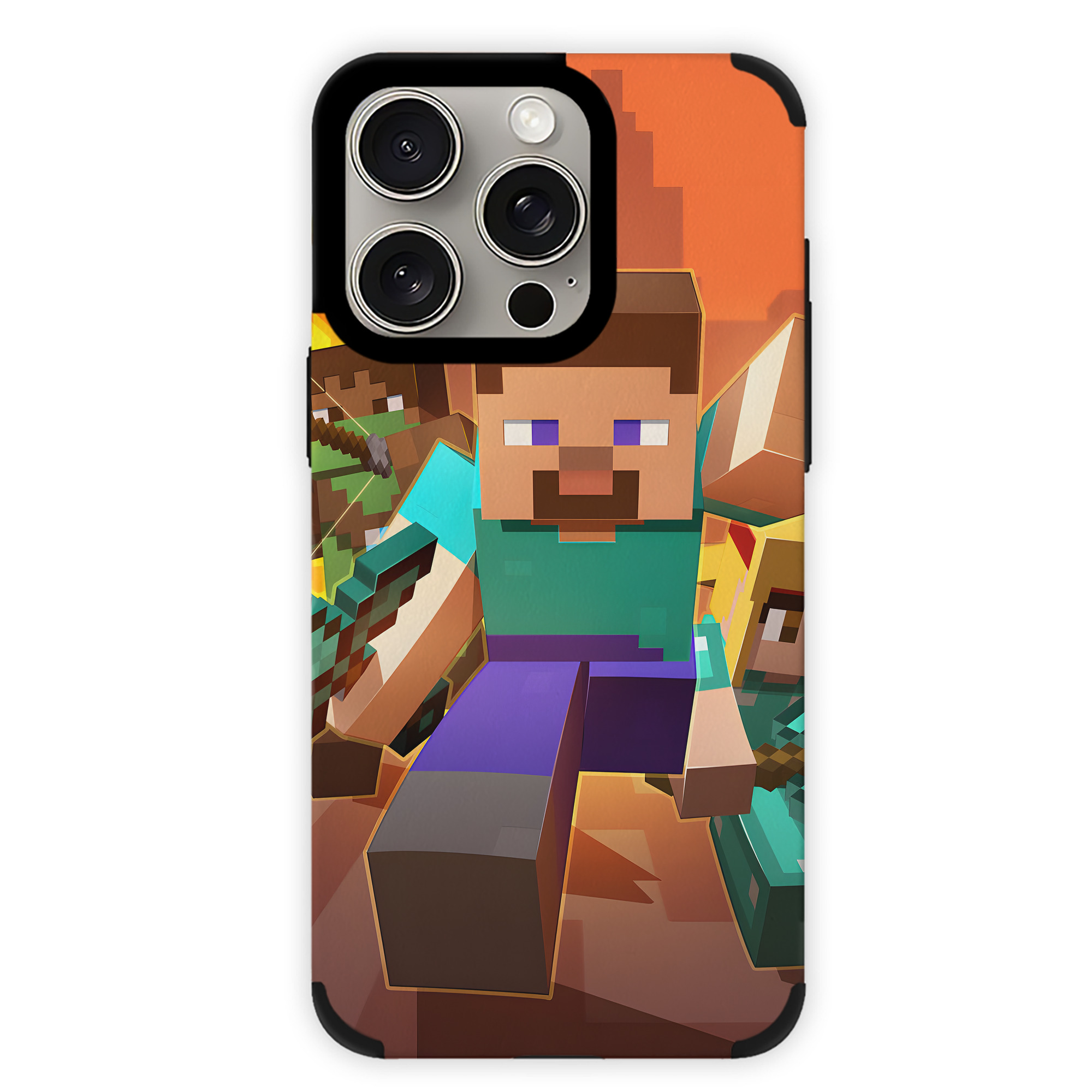 （画像用） マインクラフト ブロックの世界 Minecraft MC Block world 【iPhone15ProMax対応】 PUレザー スマホケース 耐衝撃＆黄変防止