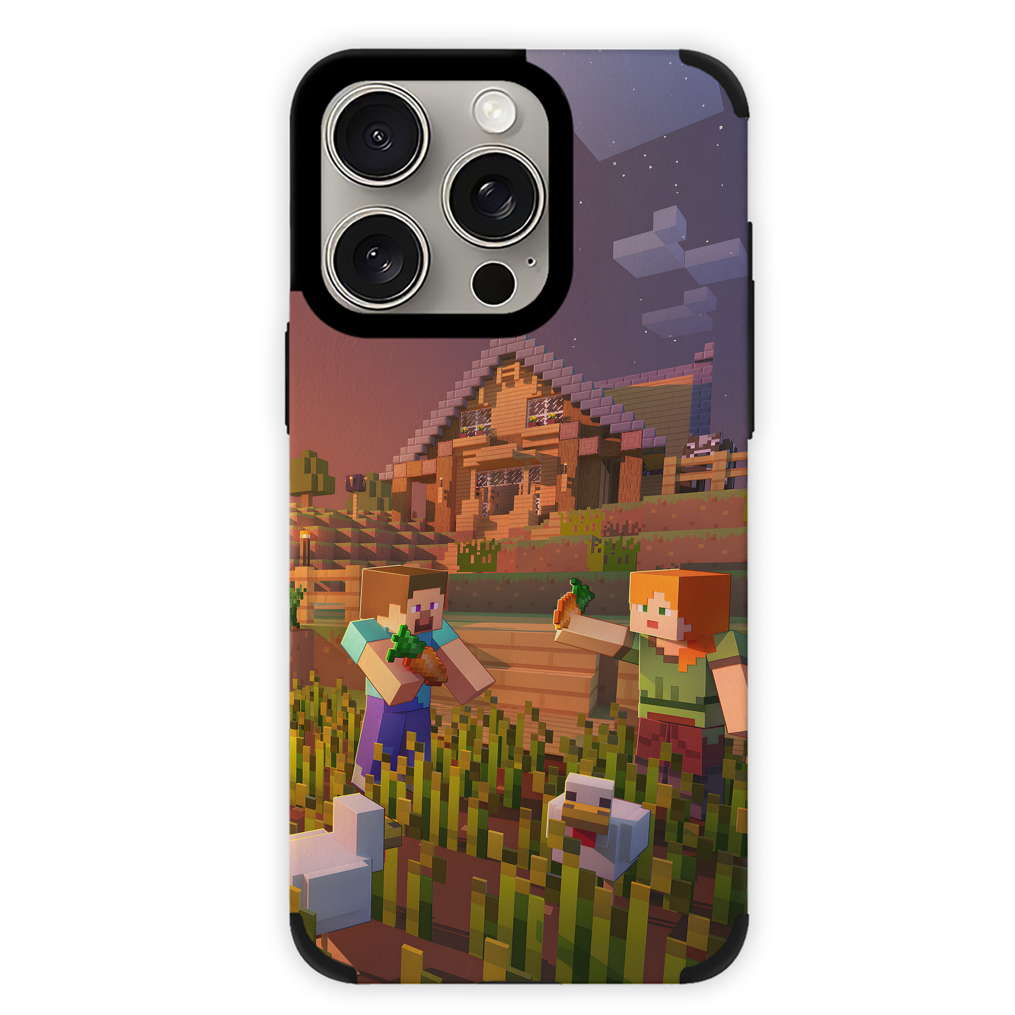 （画像用） マインクラフト ブロックの世界 Minecraft MC Block world 【iPhone15ProMax対応】 PUレザー スマホケース 耐衝撃＆黄変防止