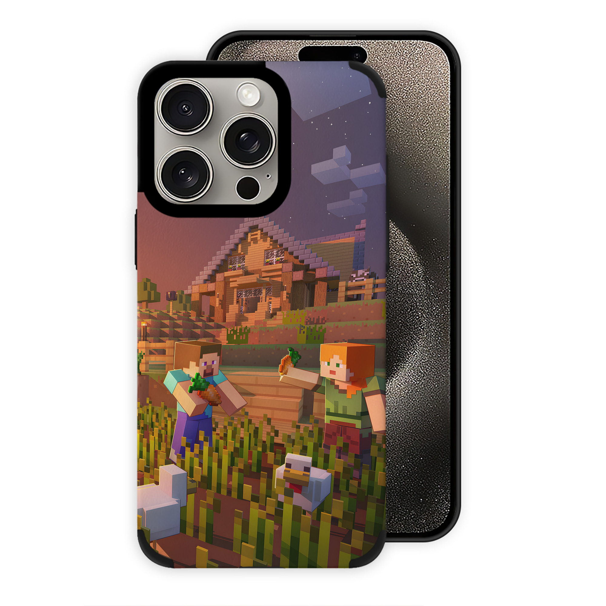 （画像用） マインクラフト ブロックの世界 Minecraft MC Block world 【iPhone15ProMax対応】 PUレザー スマホケース 耐衝撃＆黄変防止