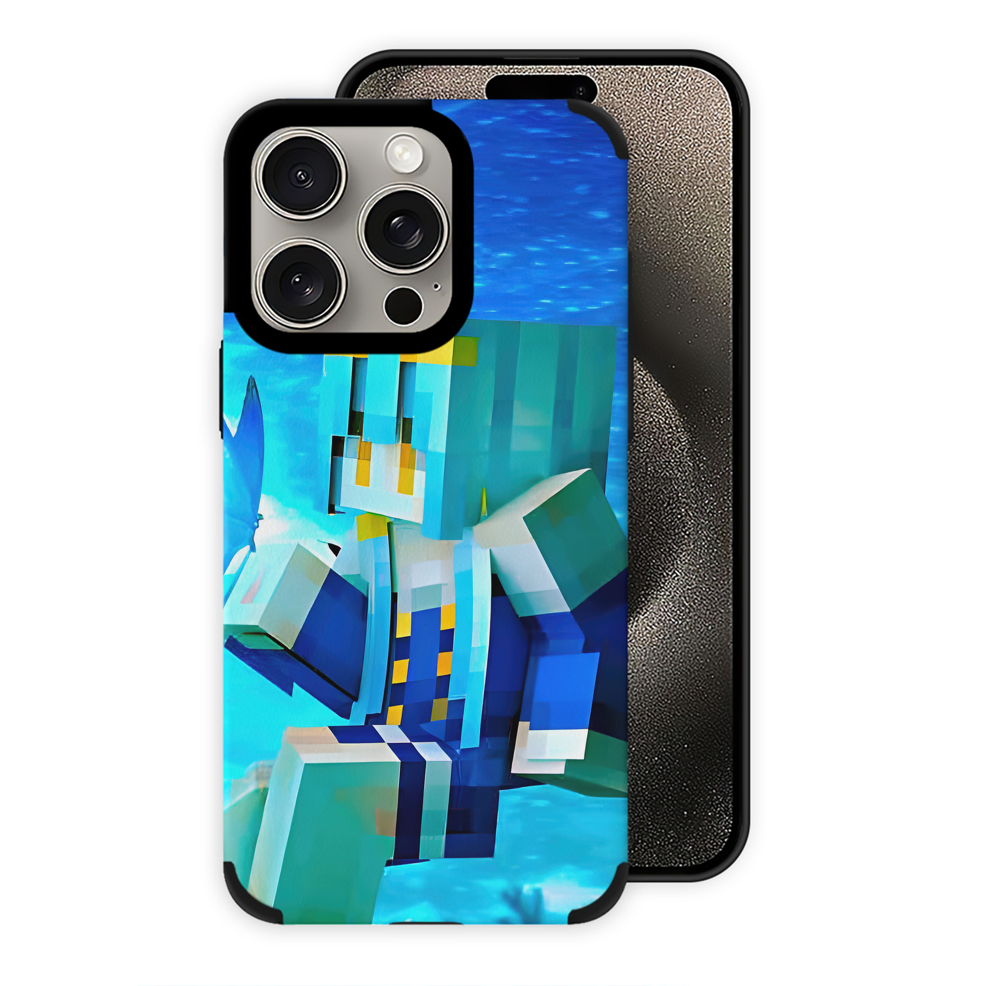 （画像用） マインクラフト ブロックの世界 Minecraft MC Block world 【iPhone15ProMax対応】 PUレザー スマホケース 耐衝撃＆黄変防止