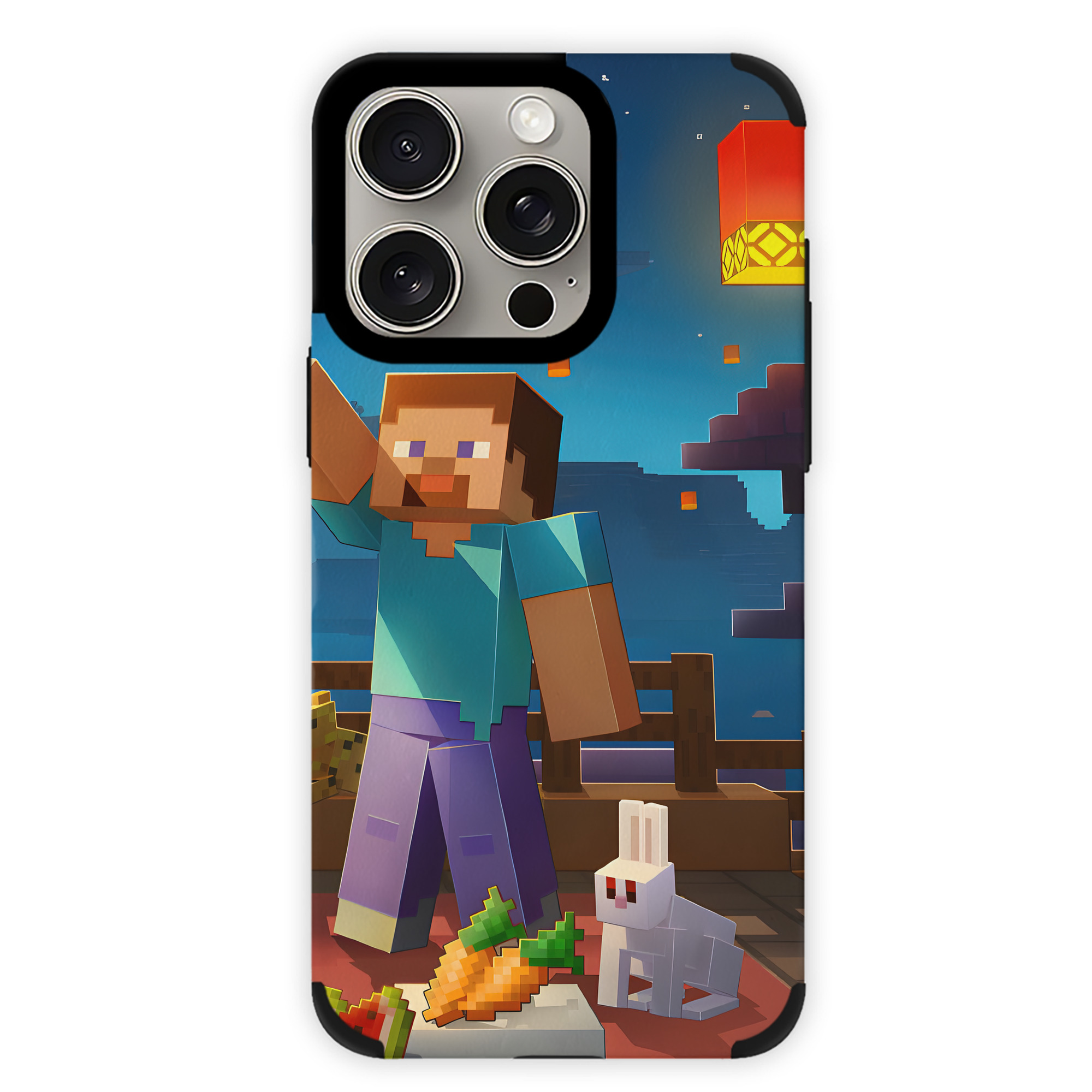 （画像用） マインクラフト ブロックの世界 Minecraft MC Block world 【iPhone15ProMax対応】 PUレザー スマホケース 耐衝撃＆黄変防止