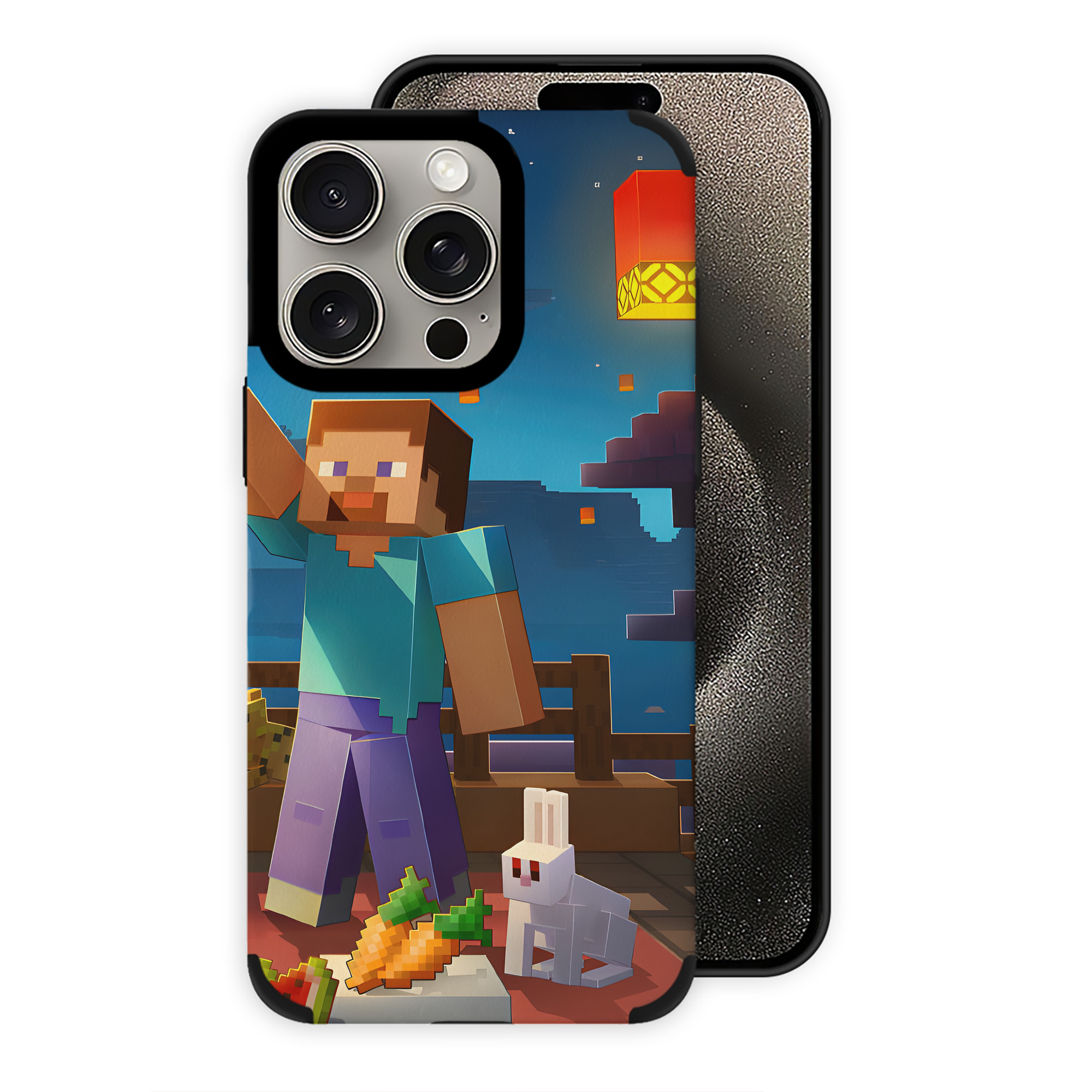 （画像用） マインクラフト ブロックの世界 Minecraft MC Block world 【iPhone15ProMax対応】 PUレザー スマホケース 耐衝撃＆黄変防止