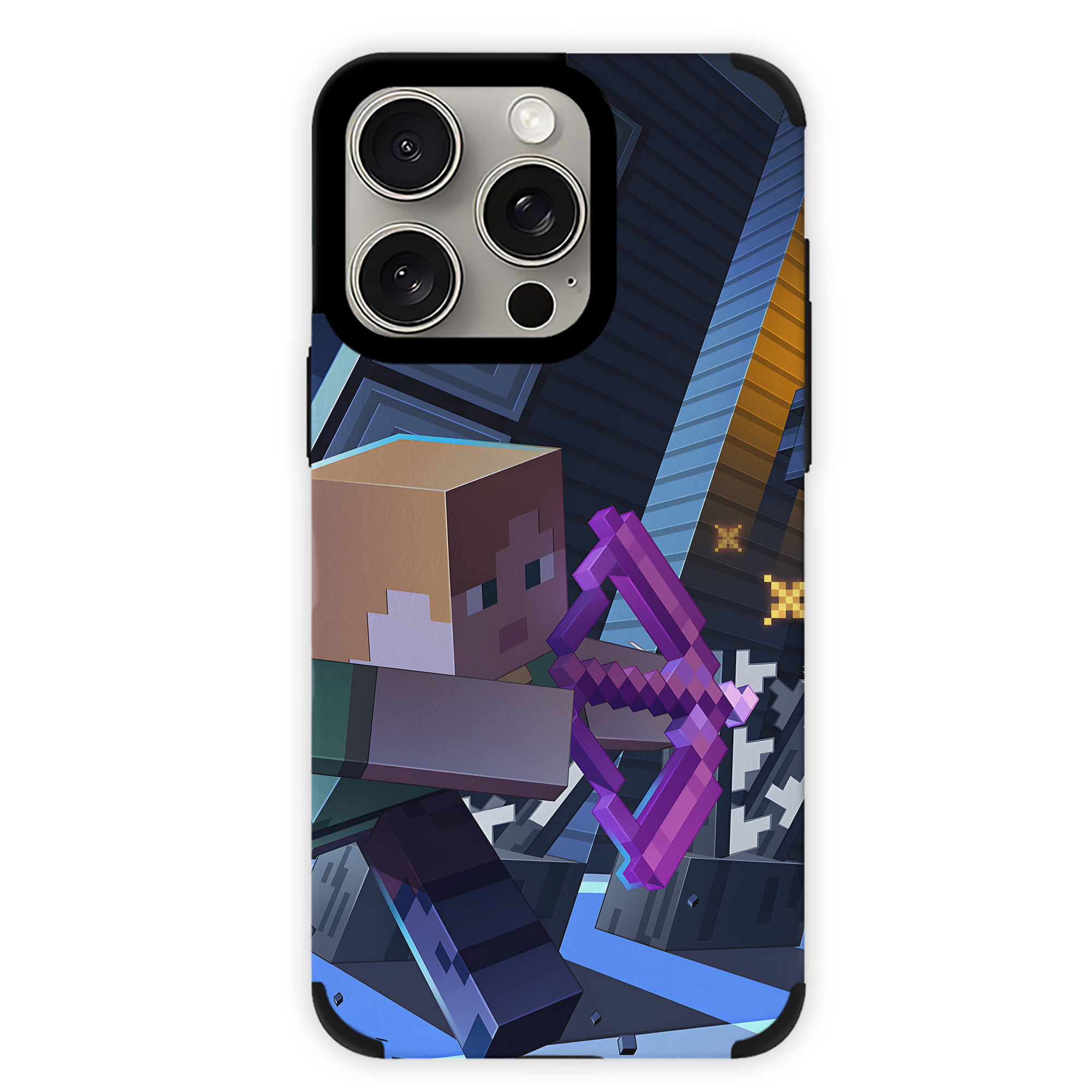（画像用） マインクラフト ブロックの世界 Minecraft MC Block world 【iPhone15ProMax対応】 PUレザー スマホケース 耐衝撃＆黄変防止