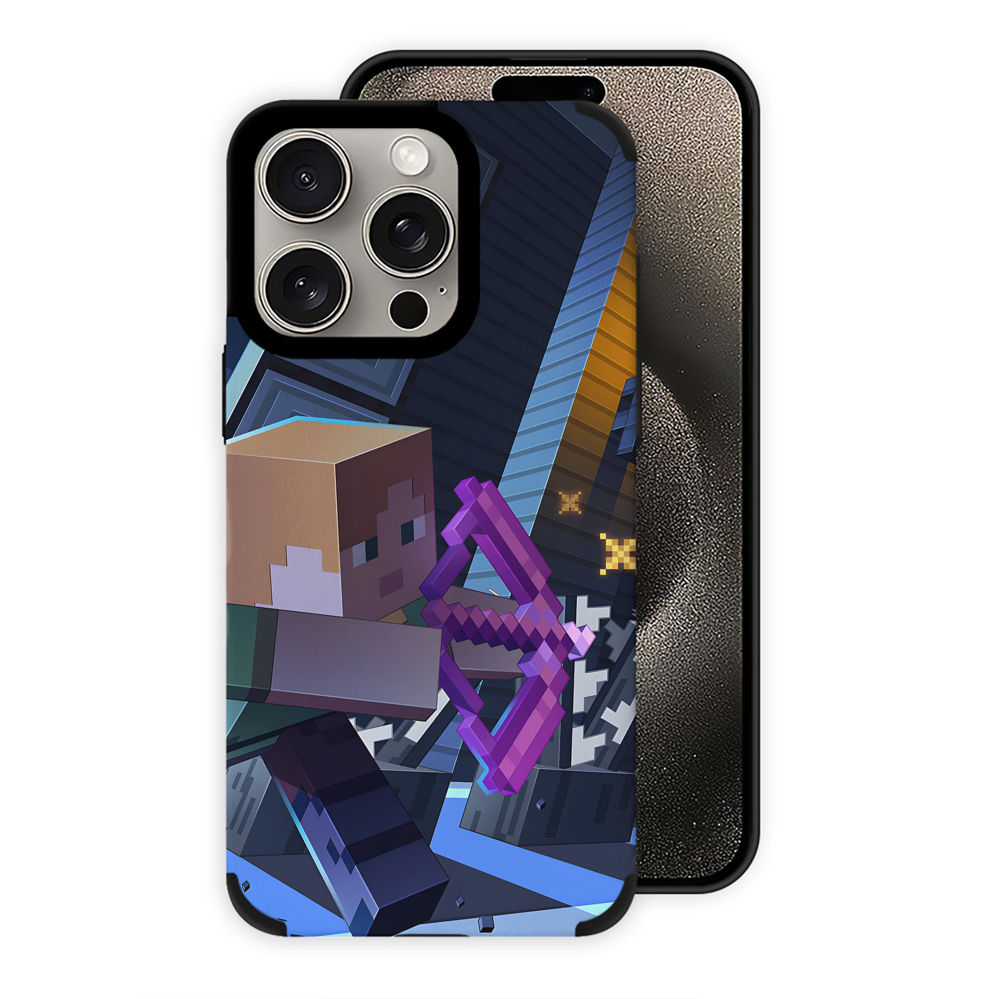 （画像用） マインクラフト ブロックの世界 Minecraft MC Block world 【iPhone15ProMax対応】 PUレザー スマホケース 耐衝撃＆黄変防止