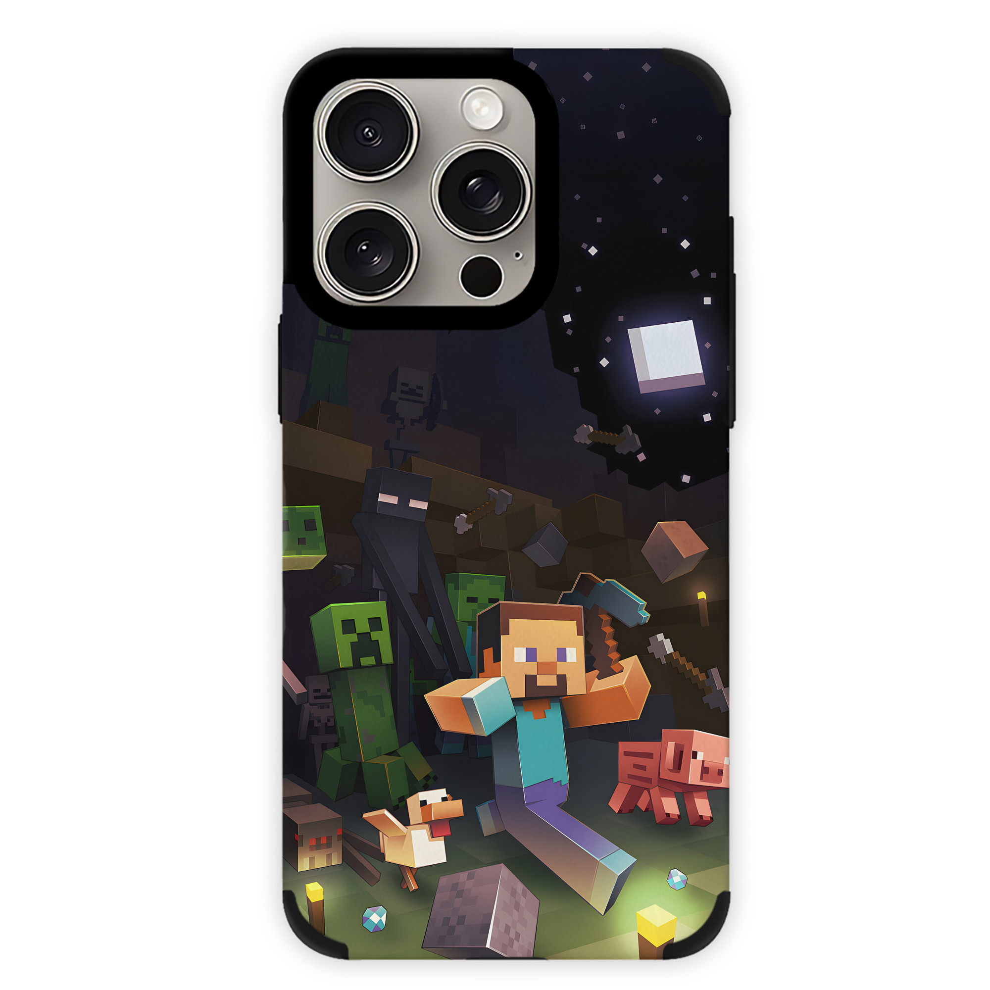 （画像用） マインクラフト ブロックの世界 Minecraft MC Block world 【iPhone15ProMax対応】 PUレザー スマホケース 耐衝撃＆黄変防止