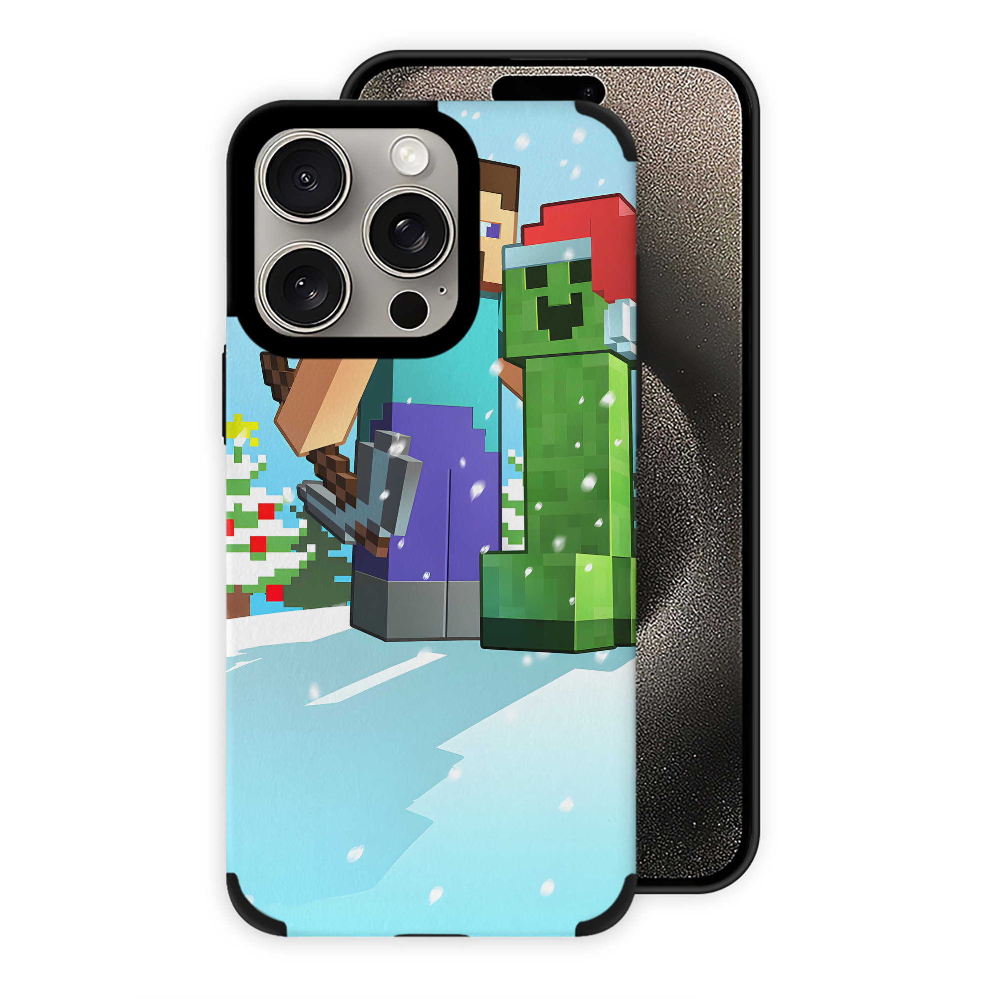 （画像用） マインクラフト ブロックの世界 Minecraft MC Block world 【iPhone15ProMax対応】 PUレザー スマホケース 耐衝撃＆黄変防止