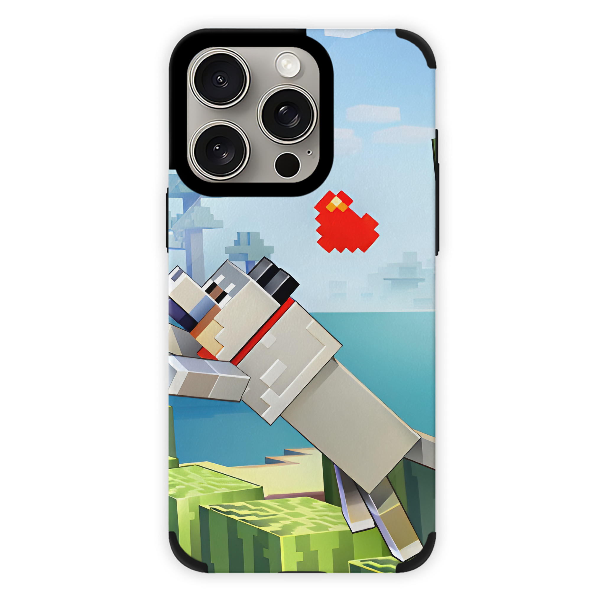 （画像用） マインクラフト ブロックの世界 Minecraft MC Block world 【iPhone15ProMax対応】 PUレザー スマホケース 耐衝撃＆黄変防止