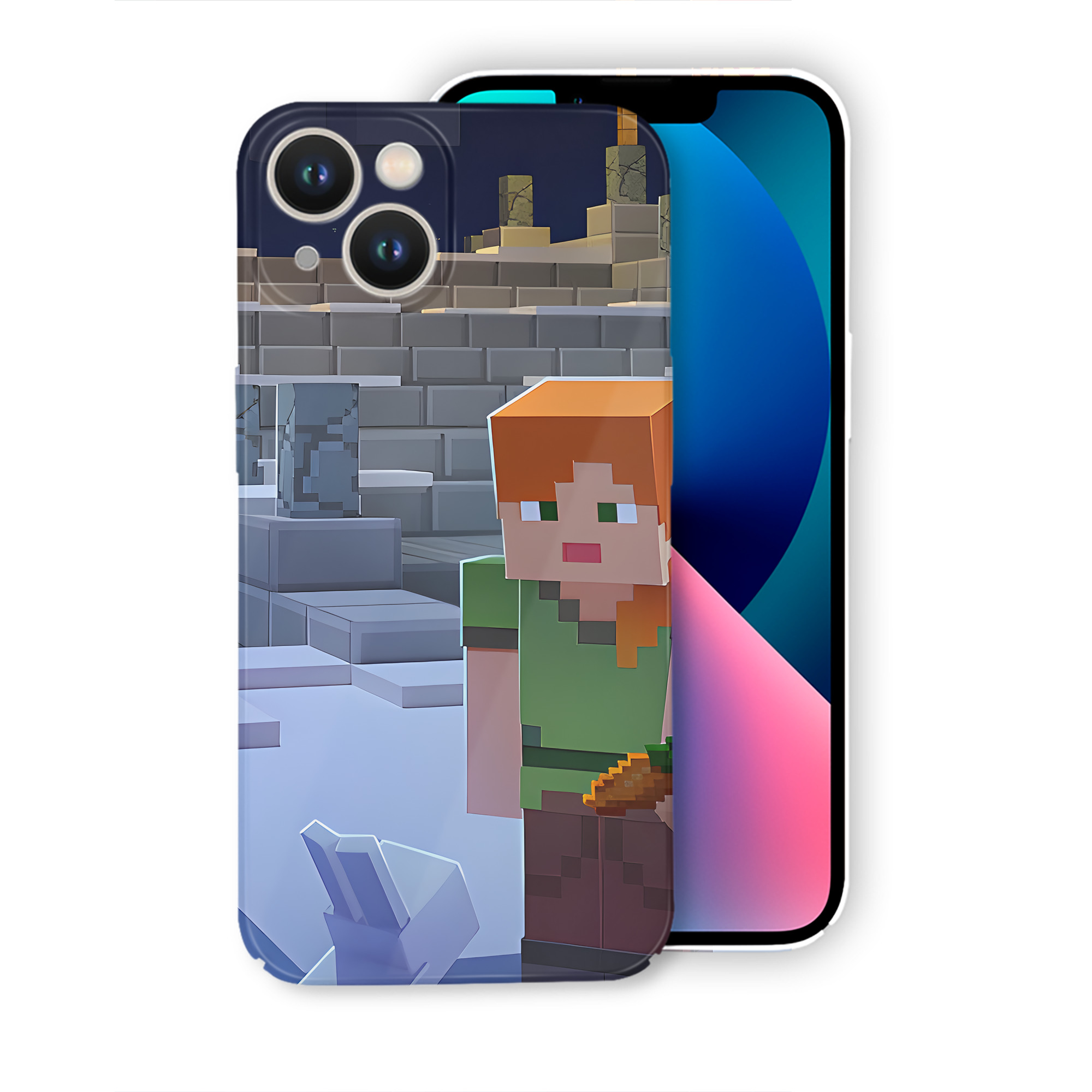 （画像用） マインクラフト ブロックの世界 Minecraft MC Block world 【iPhone 14シリーズ対応】ハードケース