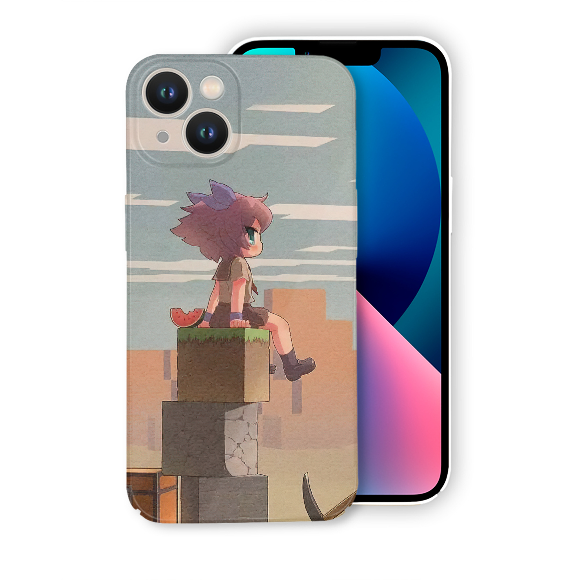 （画像用） マインクラフト ブロックの世界 Minecraft MC Block world 【iPhone 14シリーズ対応】ハードケース
