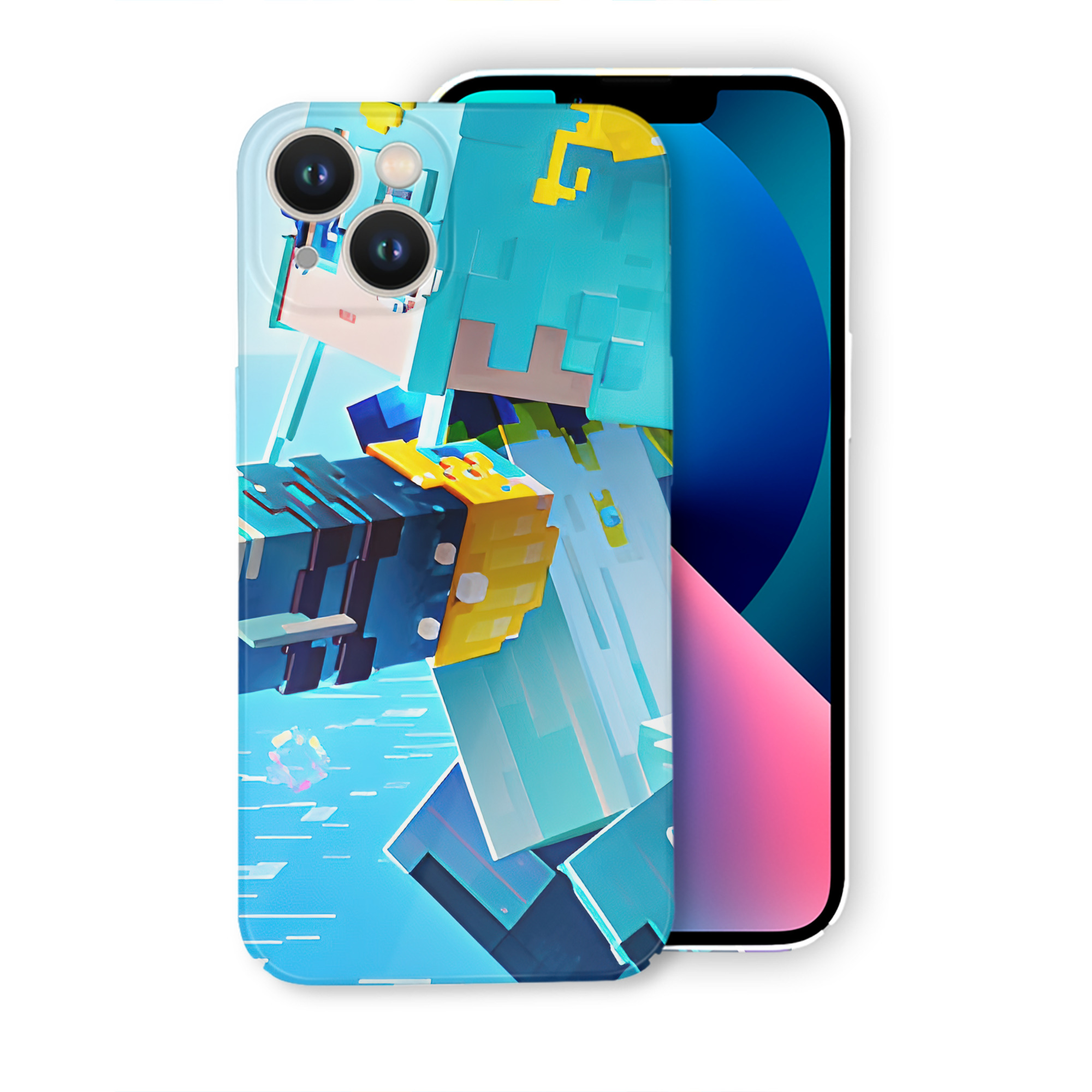 （画像用） マインクラフト ブロックの世界 Minecraft MC Block world 【iPhone 14シリーズ対応】ハードケース