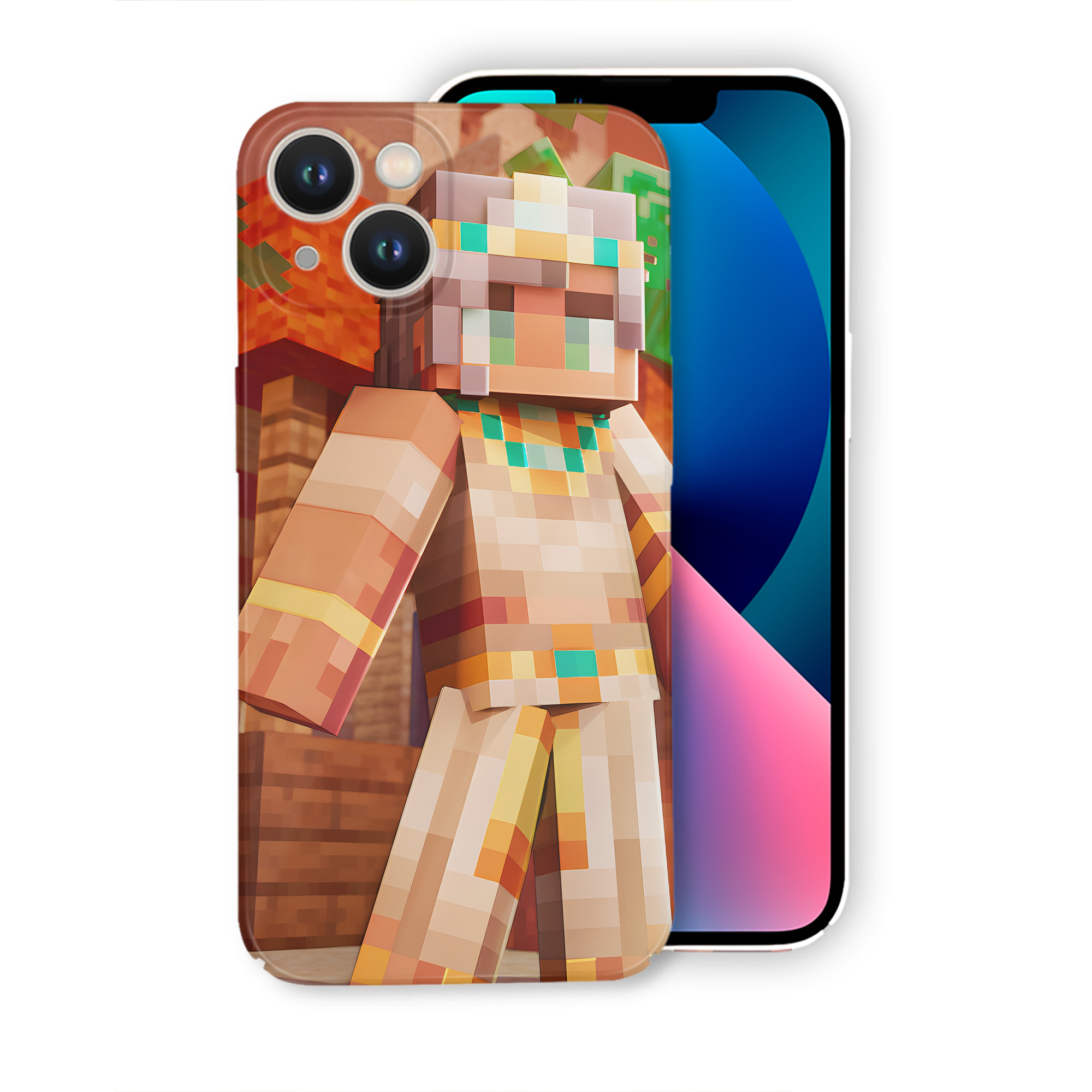 （画像用） マインクラフト ブロックの世界 Minecraft MC Block world 【iPhone 14シリーズ対応】ハードケース