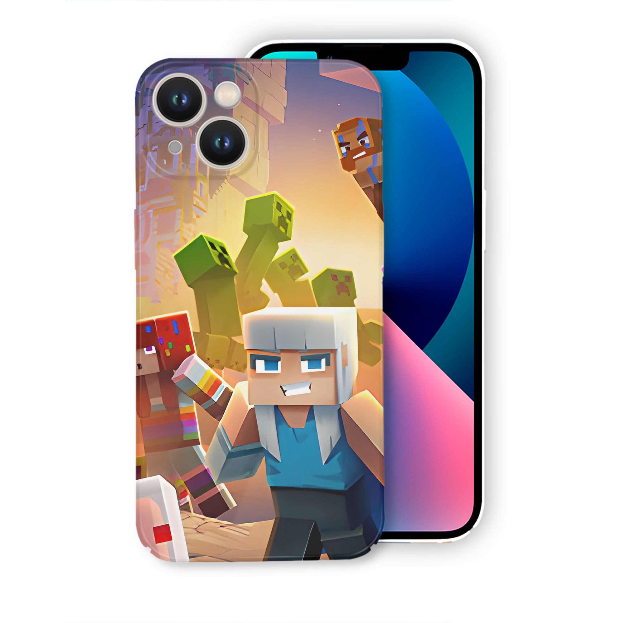 （画像用） マインクラフト ブロックの世界 Minecraft MC Block world 【iPhone 14シリーズ対応】ハードケース