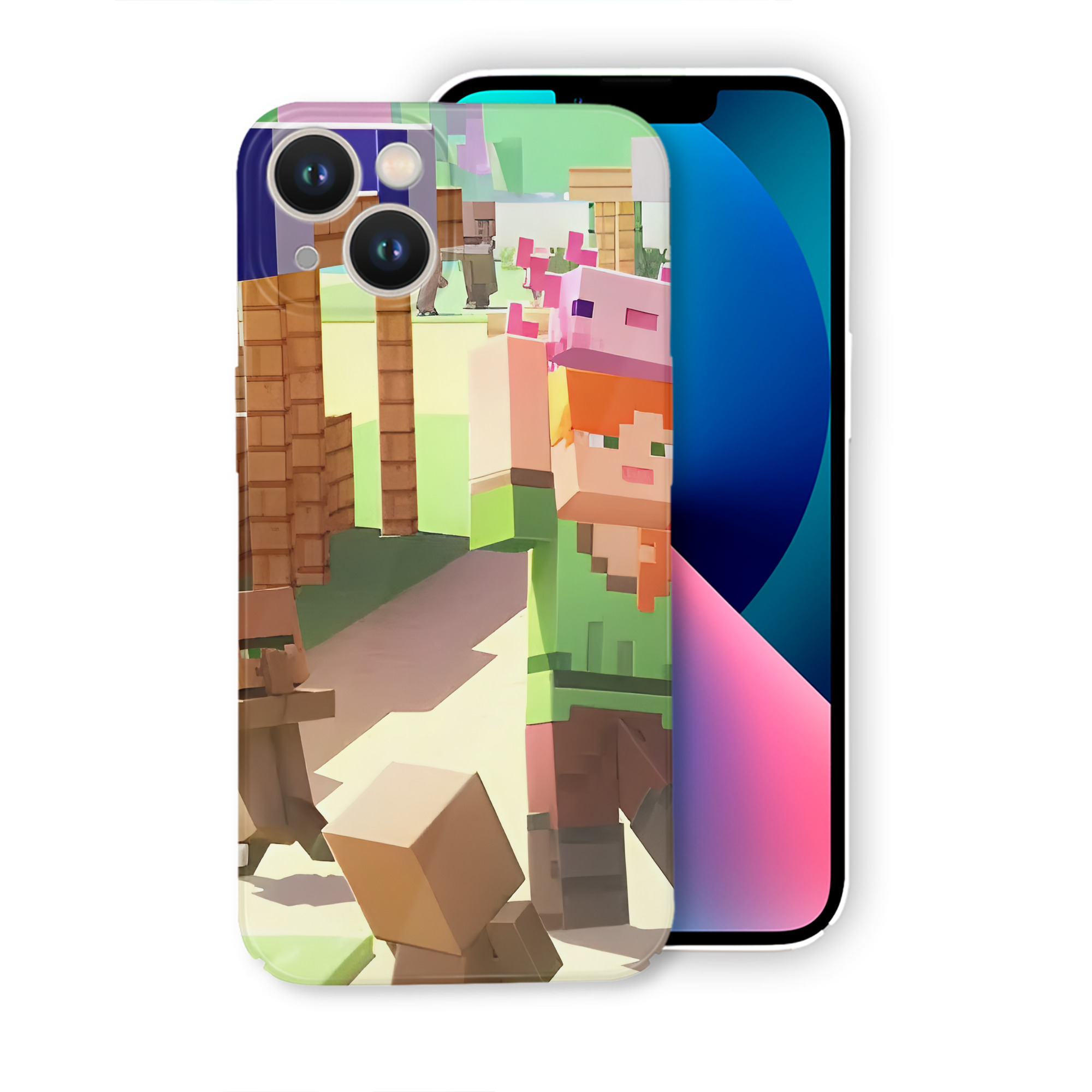 （画像用） マインクラフト ブロックの世界 Minecraft MC Block world 【iPhone 14シリーズ対応】ハードケース