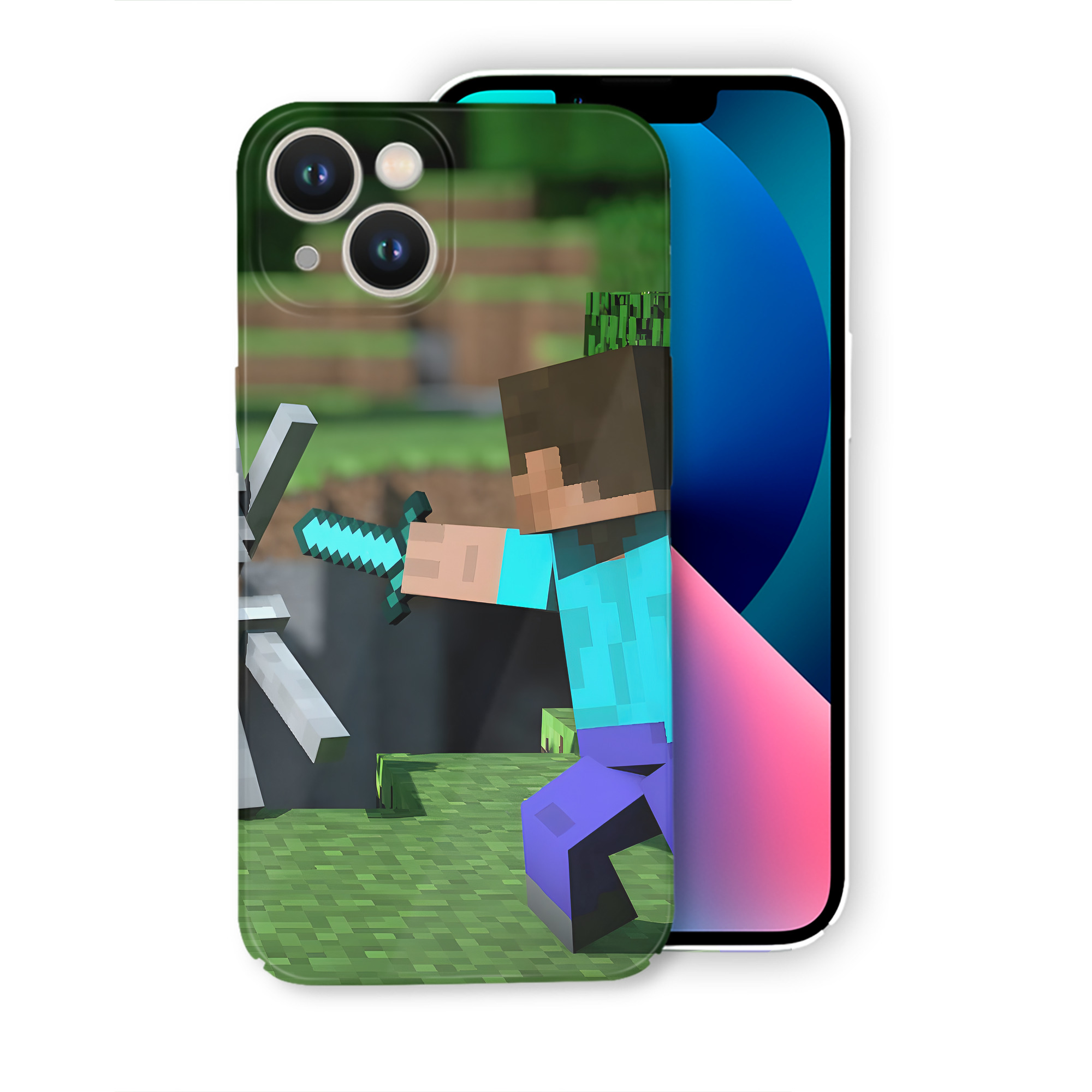 （画像用） マインクラフト ブロックの世界 Minecraft MC Block world 【iPhone 14シリーズ対応】ハードケース