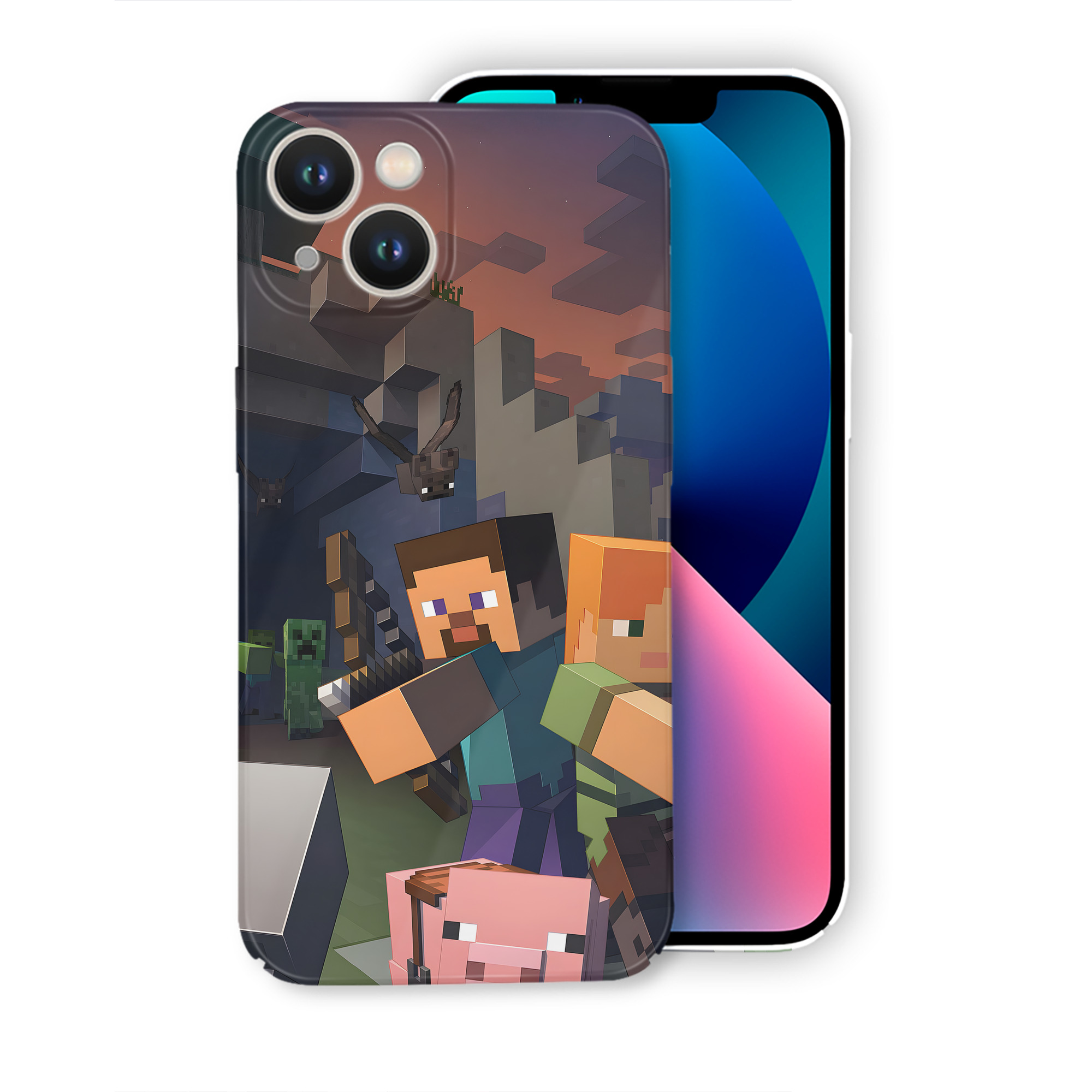 （画像用） マインクラフト ブロックの世界 Minecraft MC Block world 【iPhone 14シリーズ対応】ハードケース