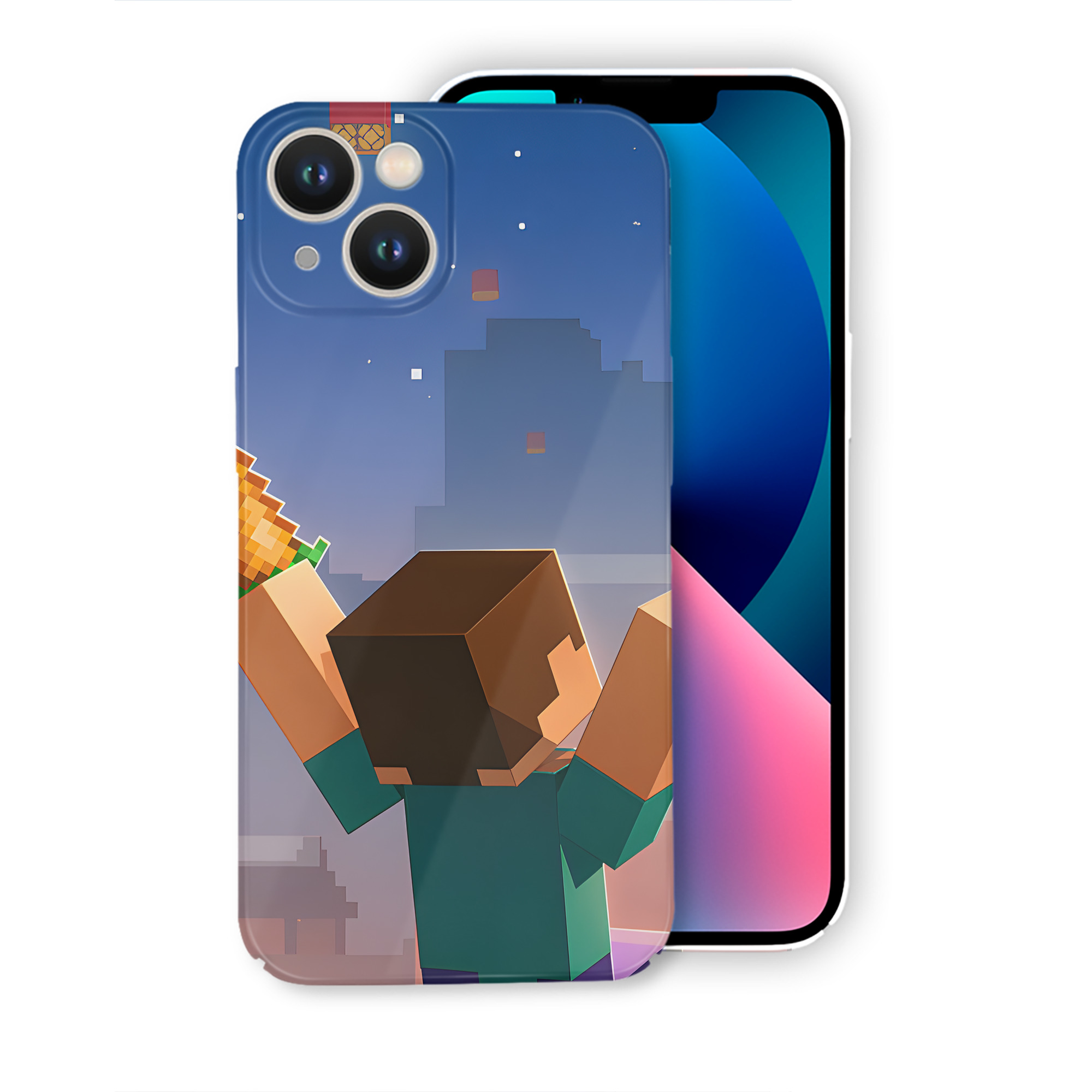 （画像用） マインクラフト ブロックの世界 Minecraft MC Block world 【iPhone 14シリーズ対応】ハードケース