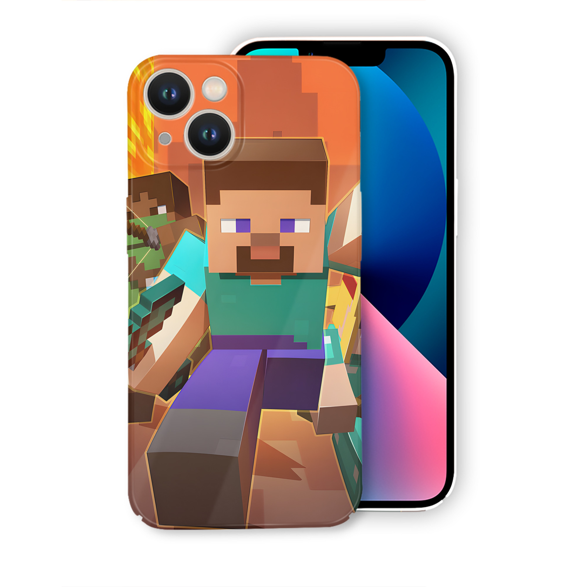 （画像用） マインクラフト ブロックの世界 Minecraft MC Block world 【iPhone 14シリーズ対応】ハードケース