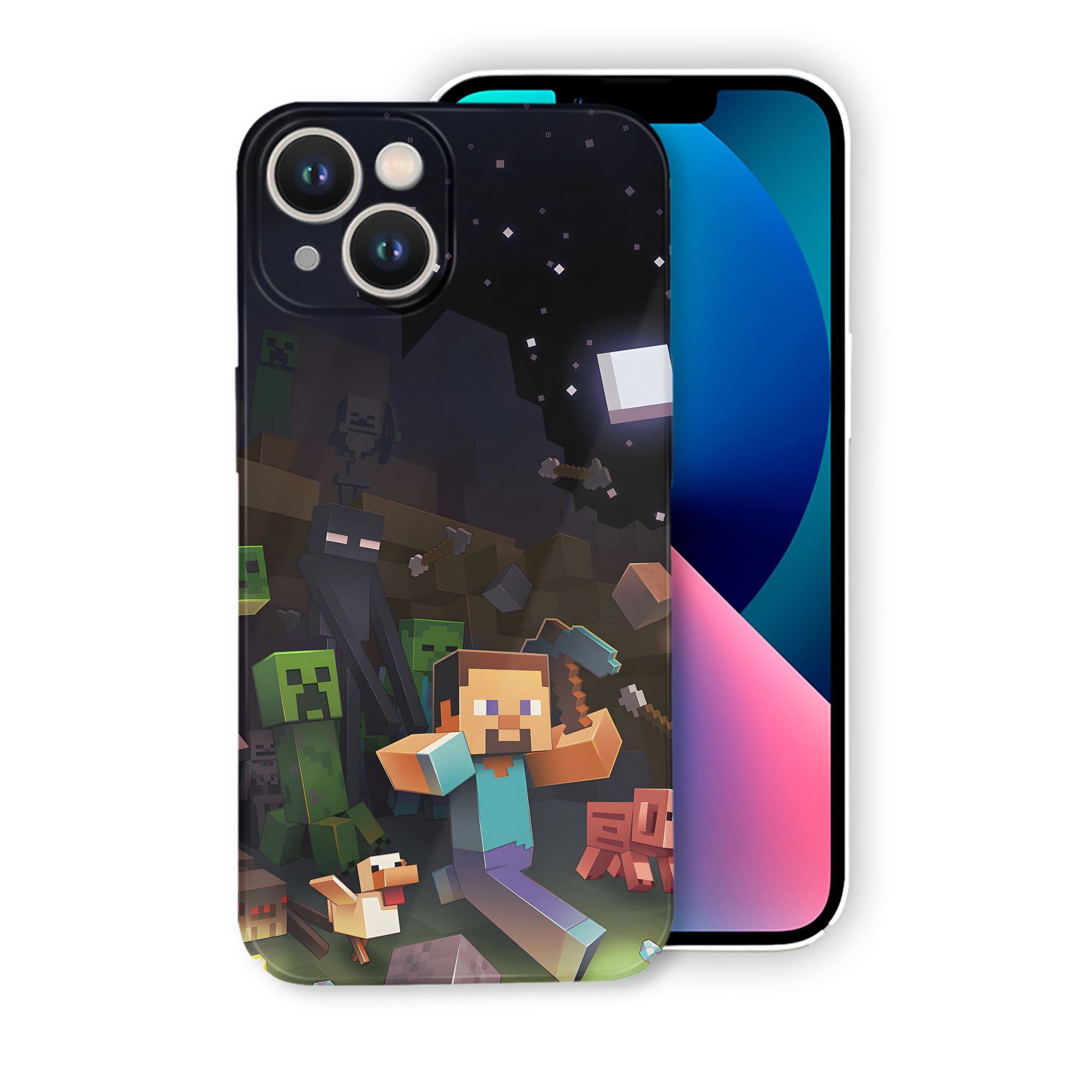 （画像用） マインクラフト ブロックの世界 Minecraft MC Block world 【iPhone 14シリーズ対応】ハードケース