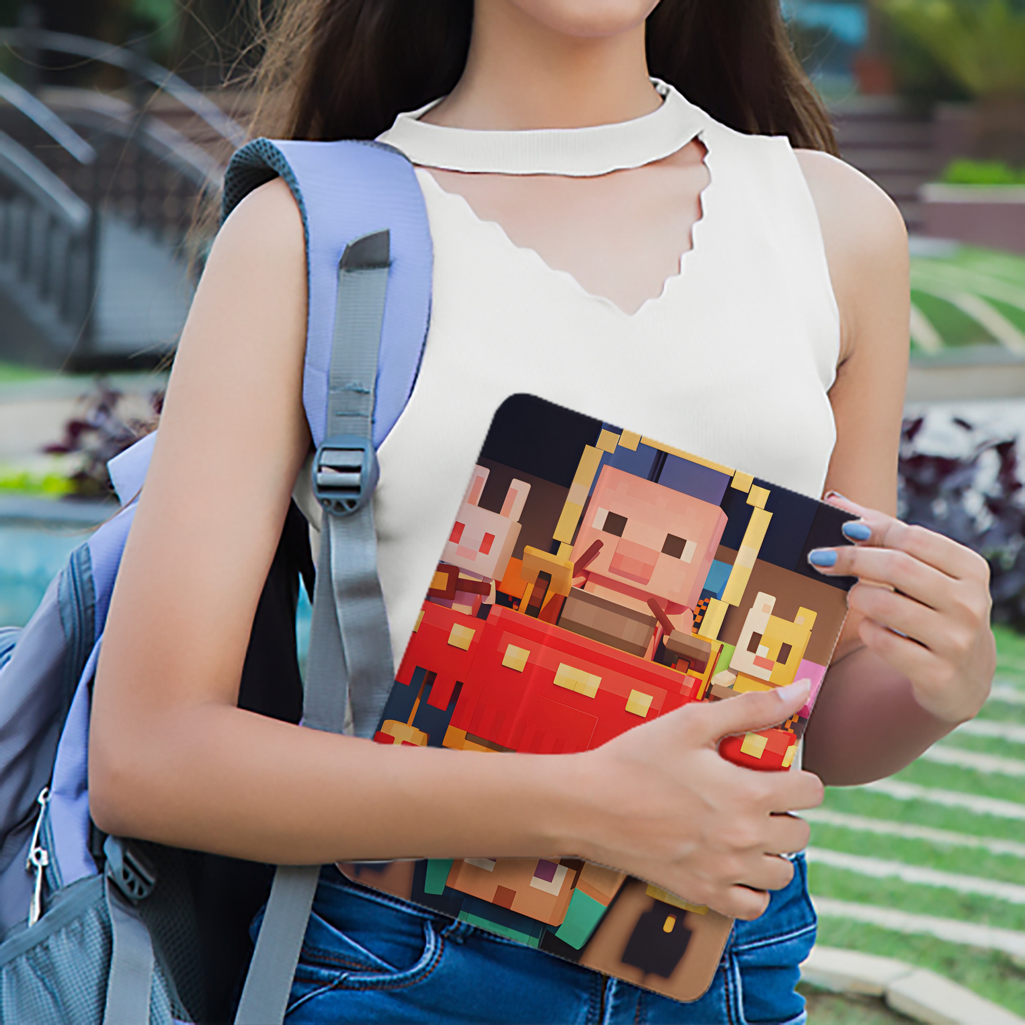 マインクラフト ブロックの世界 Minecraft MC Block world IPad ケース ペン収納付き 三つ折りスタンド PUレザー×シリコン 対応機種9.5/10.5/10.9インチ