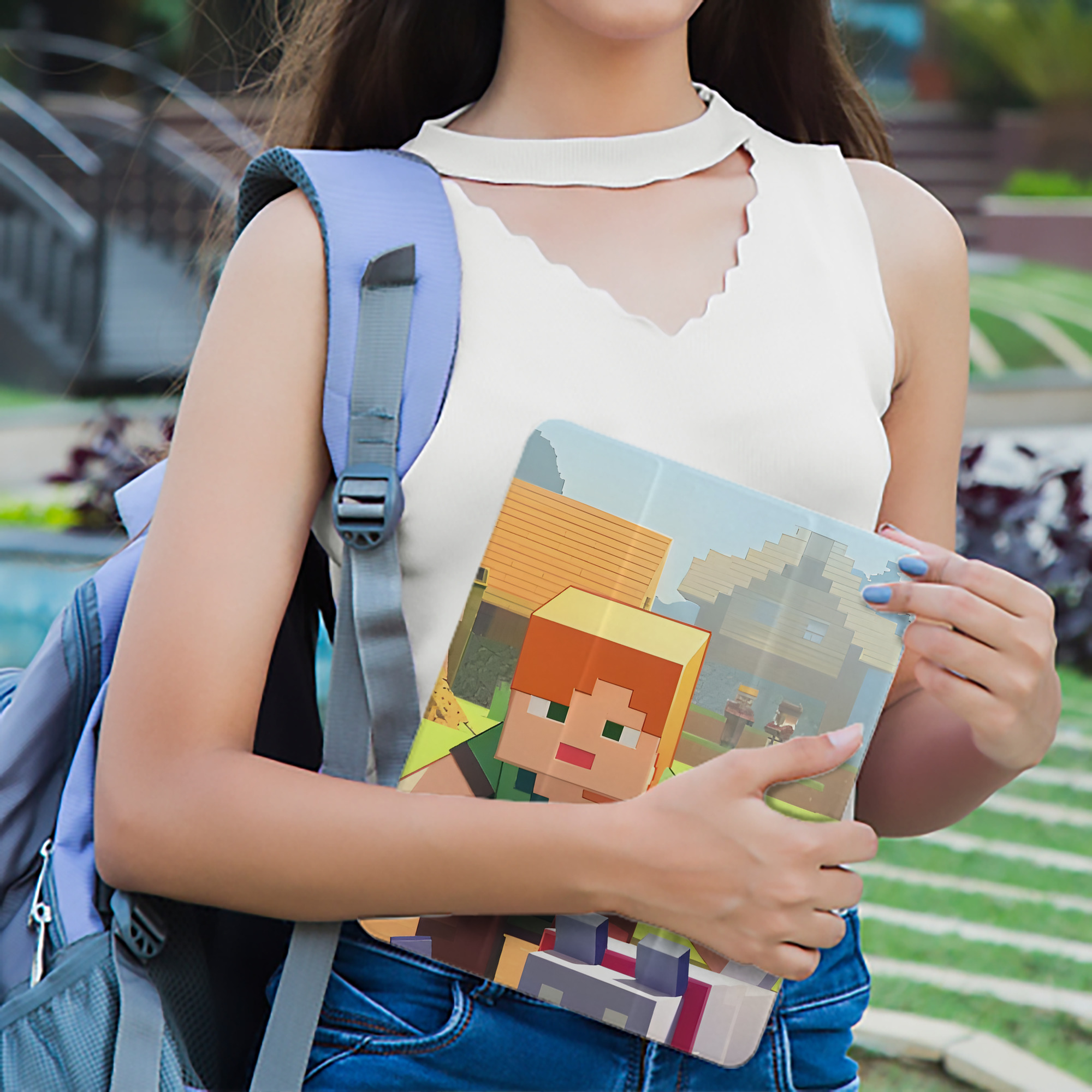 マインクラフト ブロックの世界 Minecraft MC Block world IPad ケース ペン収納付き 三つ折りスタンド PUレザー×シリコン 対応機種9.5/10.5/10.9インチ