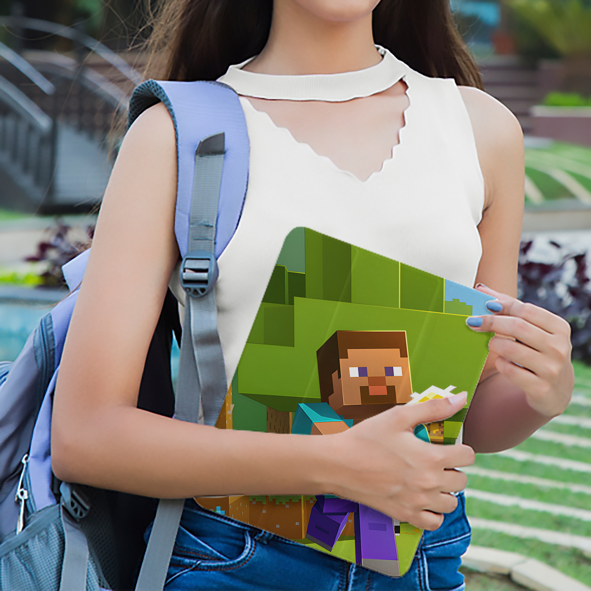 マインクラフト ブロックの世界 Minecraft MC Block world IPad ケース ペン収納付き 三つ折りスタンド PUレザー×シリコン 対応機種9.5/10.5/10.9インチ