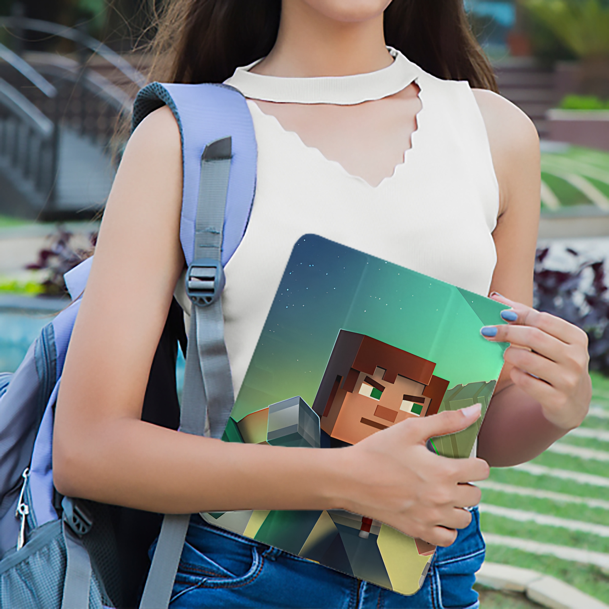 マインクラフト ブロックの世界 Minecraft MC Block world IPad ケース ペン収納付き 三つ折りスタンド PUレザー×シリコン 対応機種9.5/10.5/10.9インチ