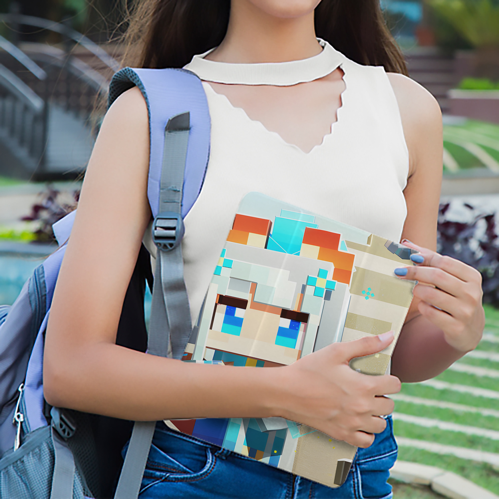 マインクラフト ブロックの世界 Minecraft MC Block world IPad ケース ペン収納付き 三つ折りスタンド PUレザー×シリコン 対応機種9.5/10.5/10.9インチ