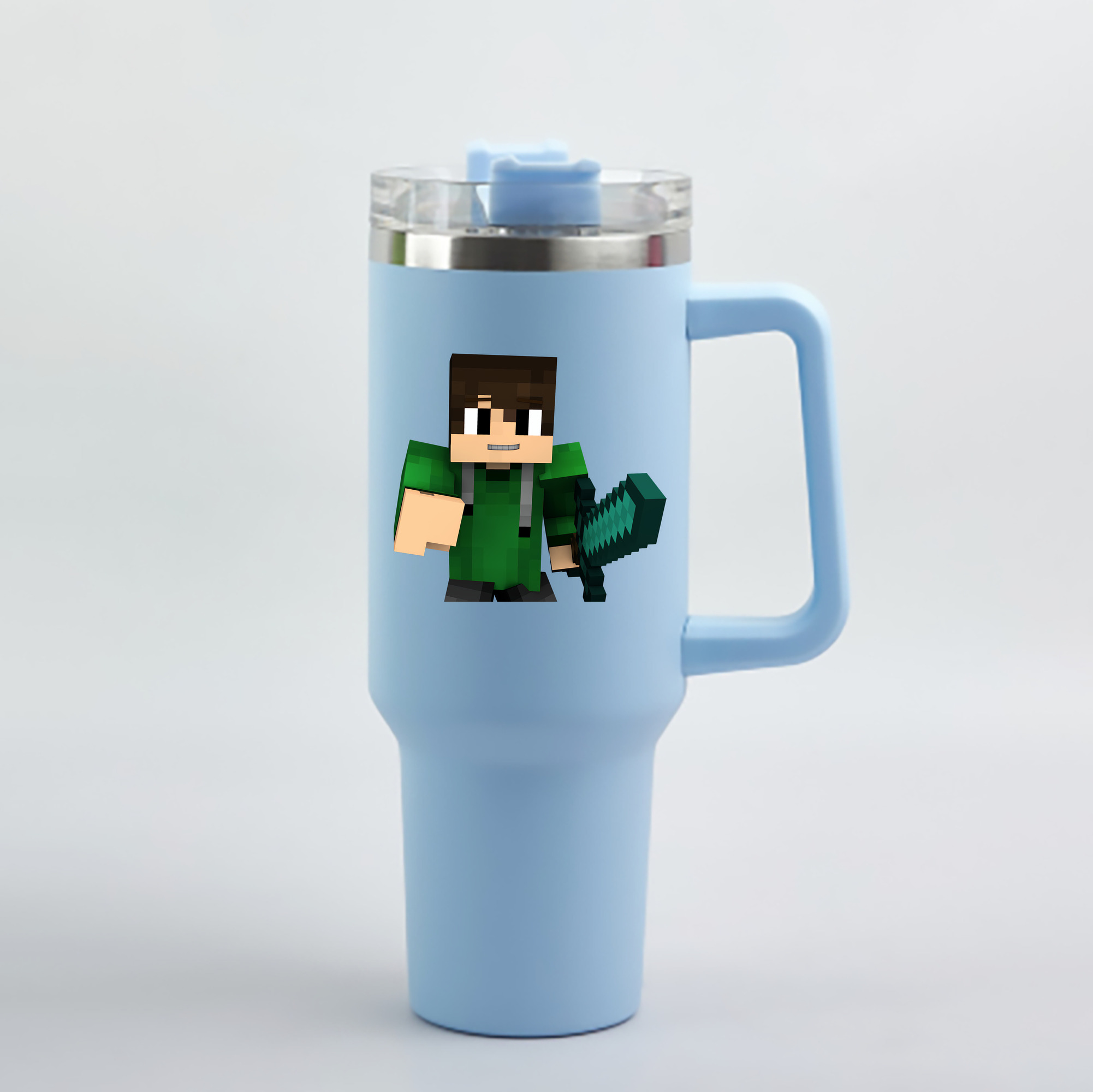 （画像用） マインクラフト ブロックの世界 Minecraft MC Block world 1200mL車用タンブラー - クリスタルステッカー（プラスチックストロー付き）