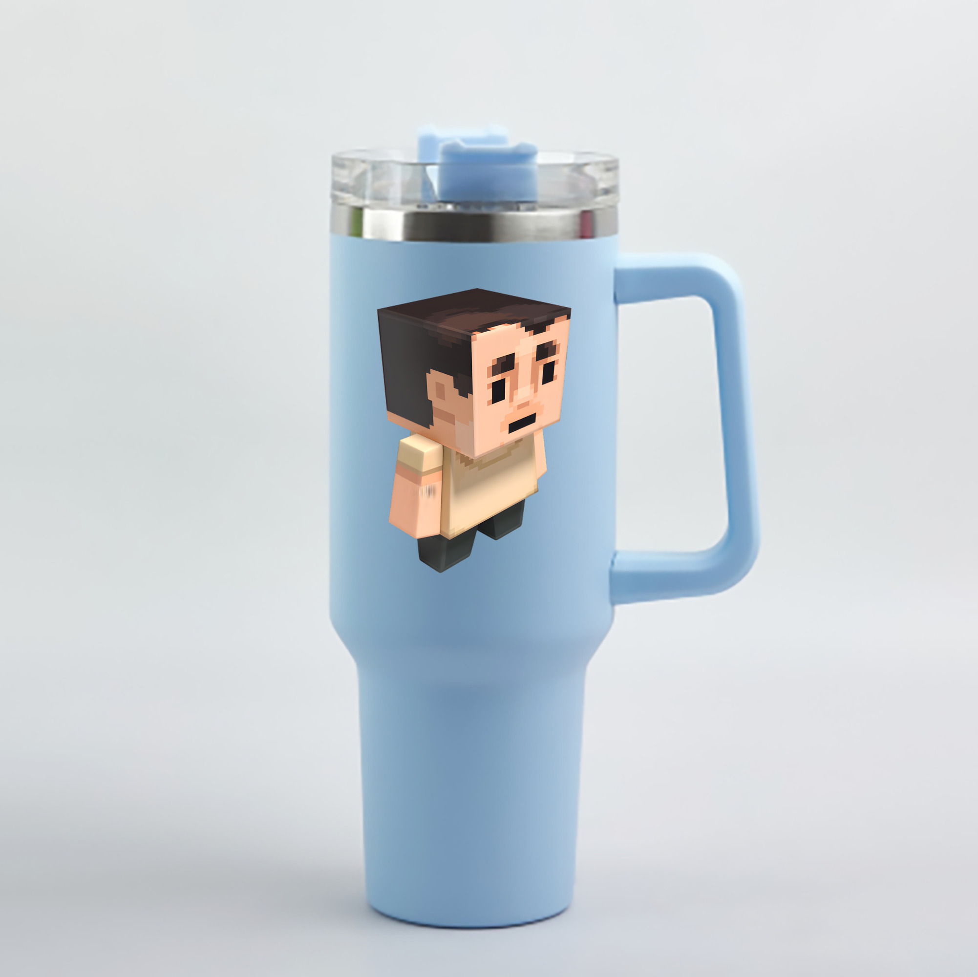 （画像用） マインクラフト ブロックの世界 Minecraft MC Block world 1200mL車用タンブラー - クリスタルステッカー（プラスチックストロー付き）