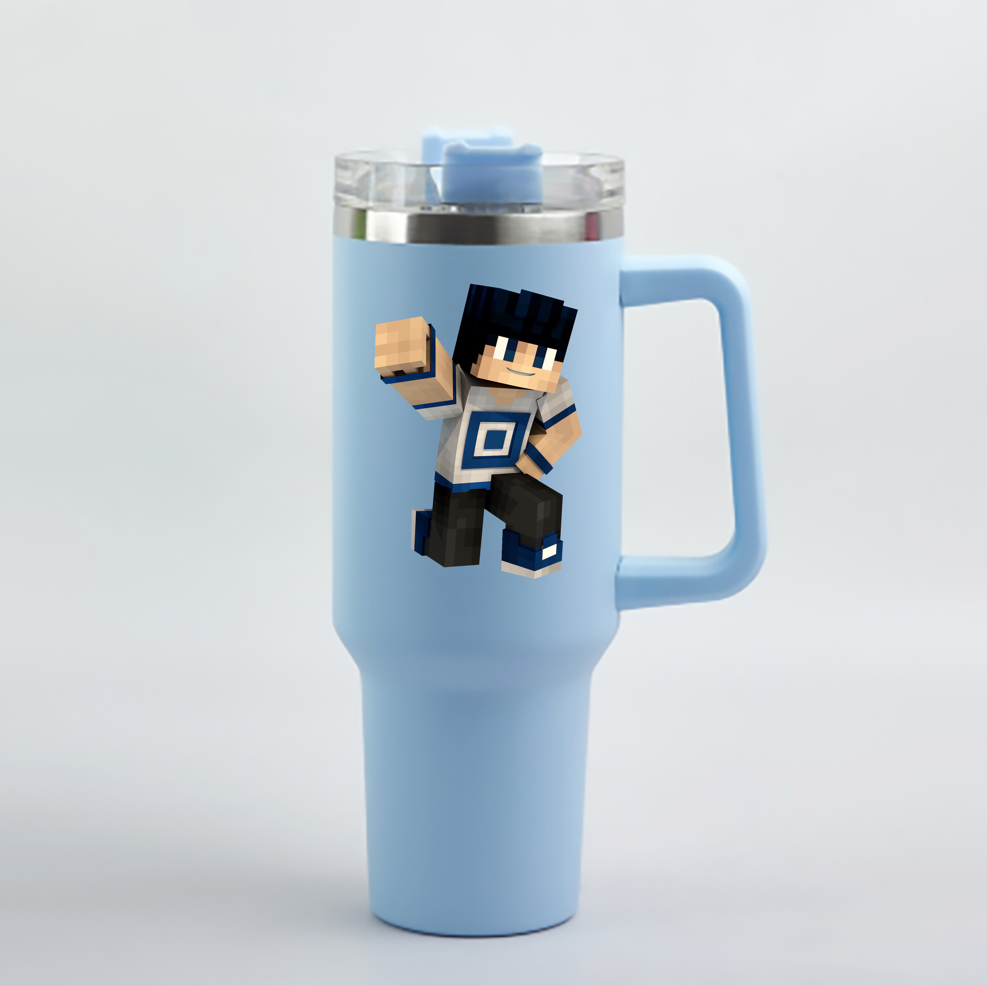（画像用） マインクラフト ブロックの世界 Minecraft MC Block world 1200mL車用タンブラー - クリスタルステッカー（プラスチックストロー付き）