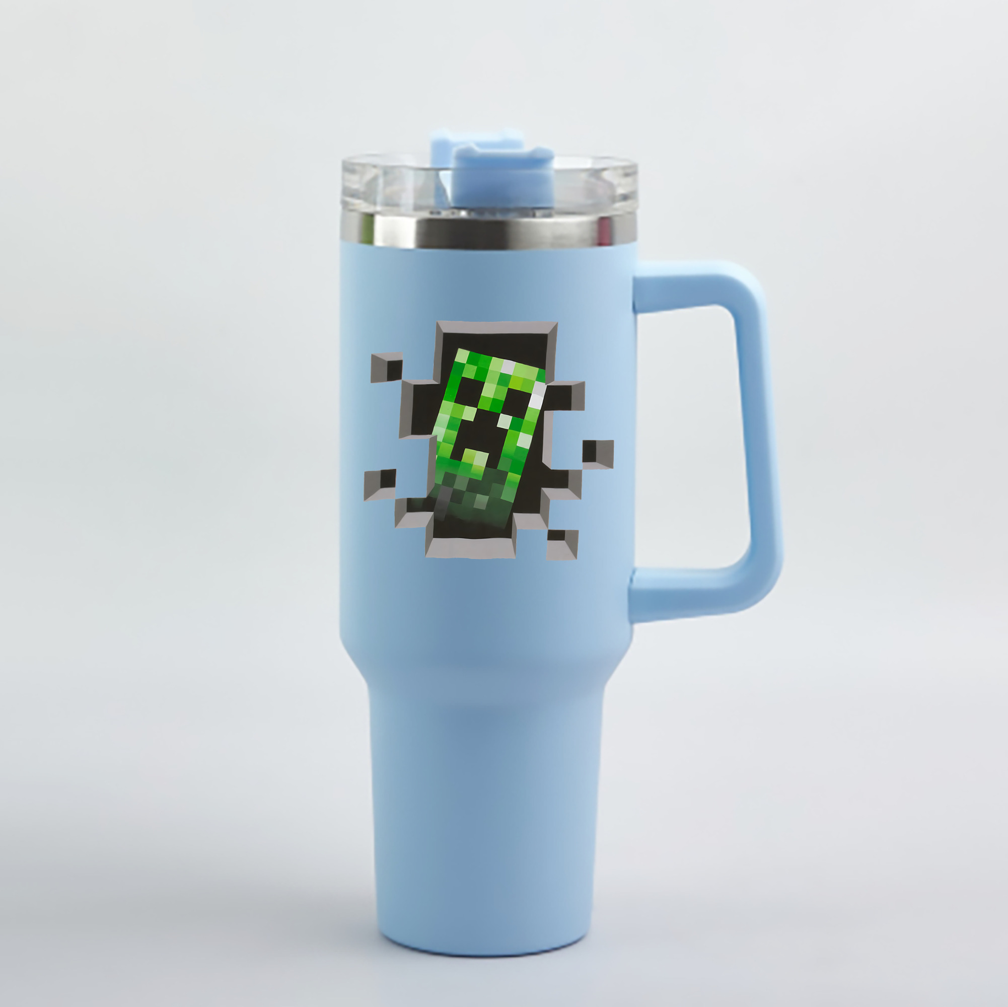 （画像用） マインクラフト ブロックの世界 Minecraft MC Block world 1200mL車用タンブラー - クリスタルステッカー（プラスチックストロー付き）