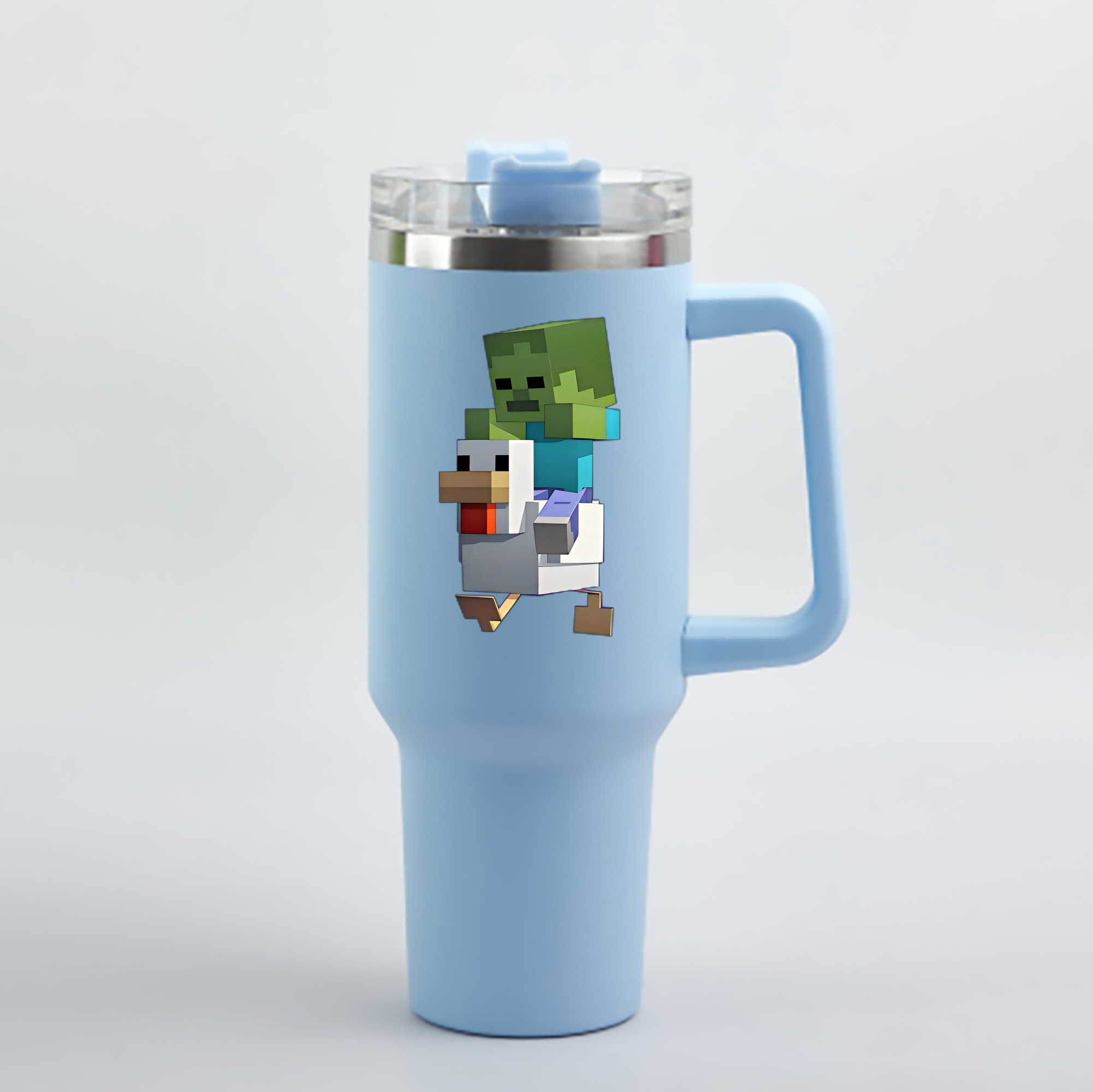 （画像用） マインクラフト ブロックの世界 Minecraft MC Block world 1200mL車用タンブラー - クリスタルステッカー（プラスチックストロー付き）