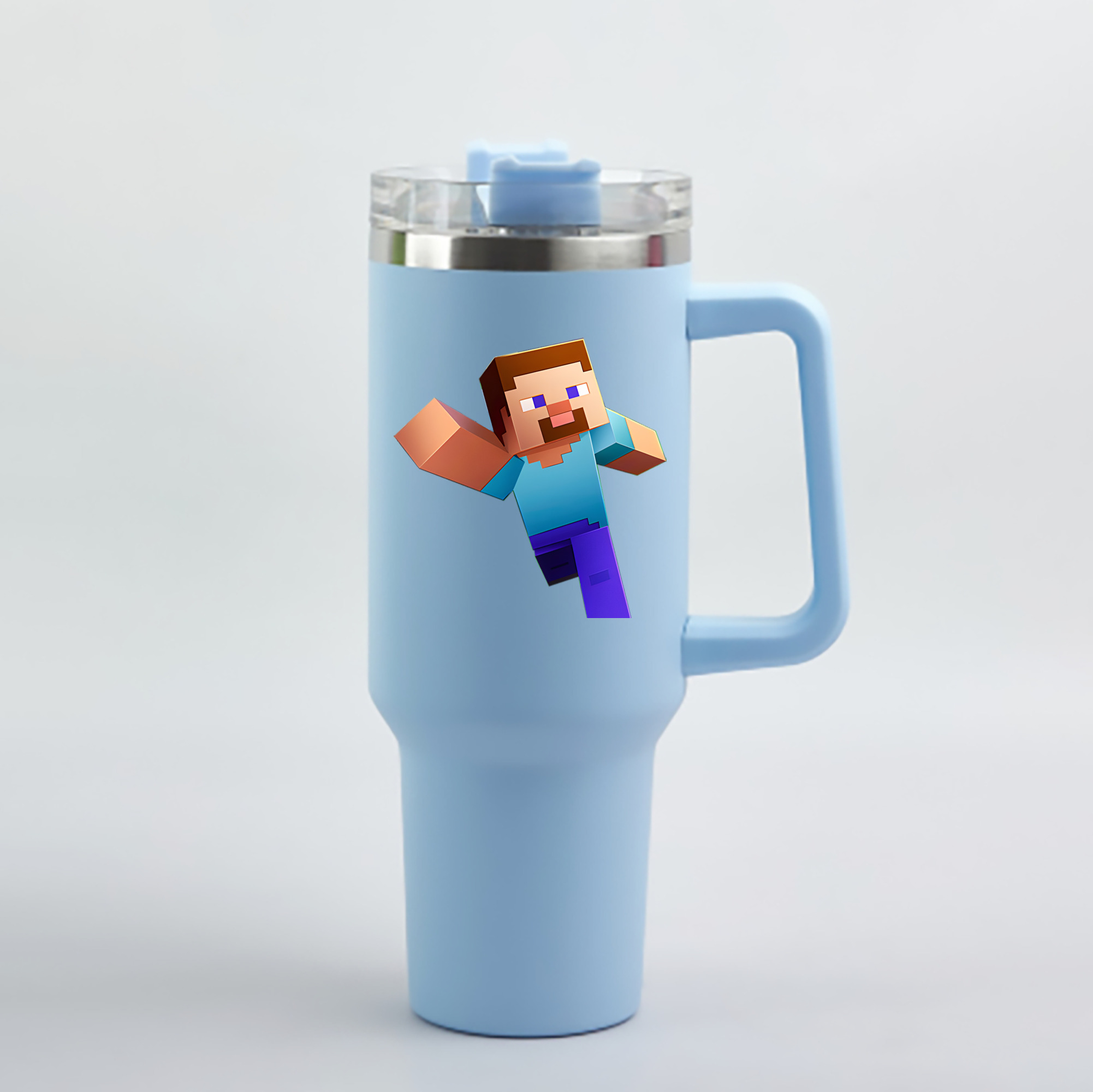 （画像用） マインクラフト ブロックの世界 Minecraft MC Block world 1200mL車用タンブラー - クリスタルステッカー（プラスチックストロー付き）