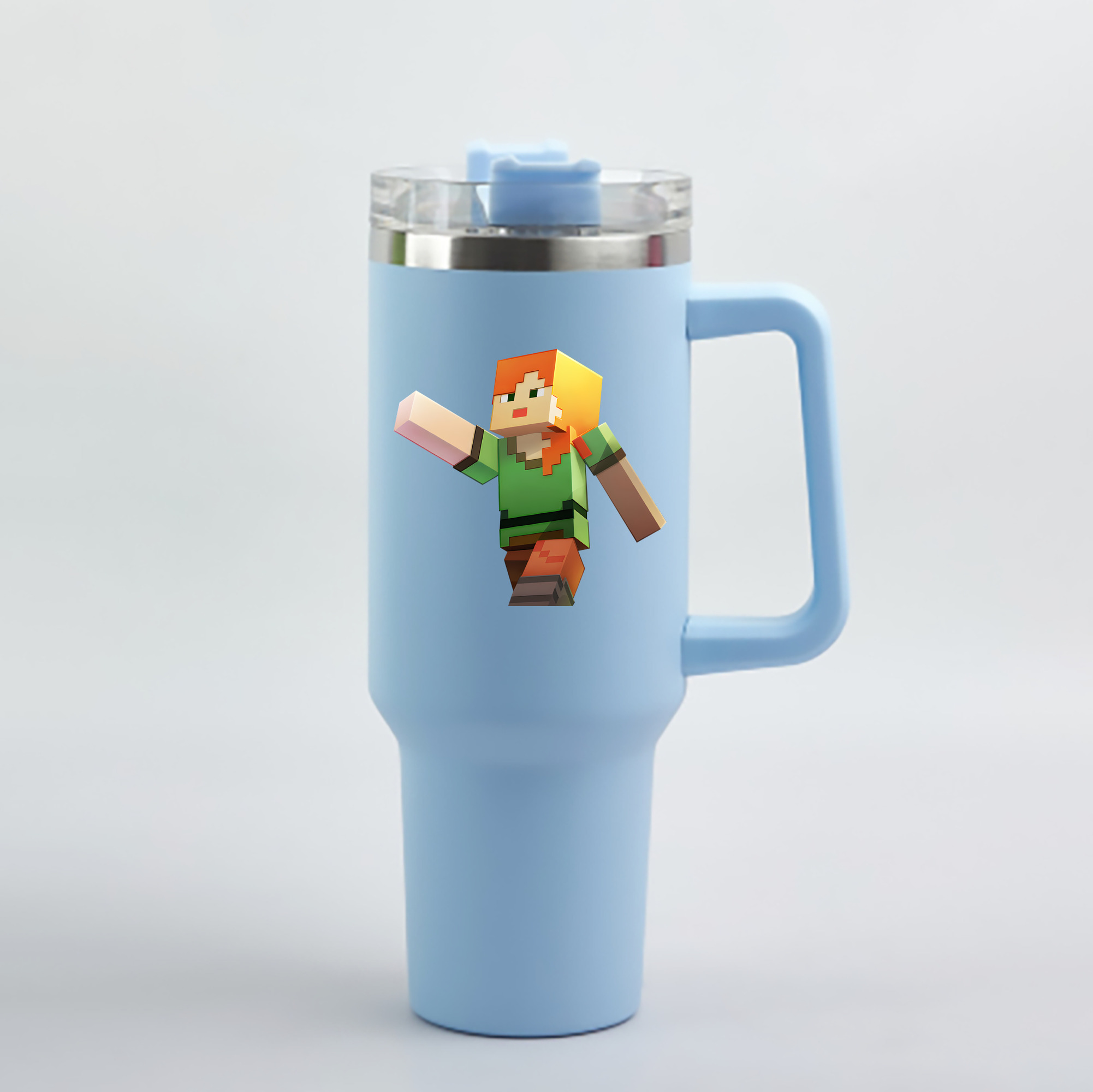 （画像用） マインクラフト ブロックの世界 Minecraft MC Block world 1200mL車用タンブラー - クリスタルステッカー（プラスチックストロー付き）