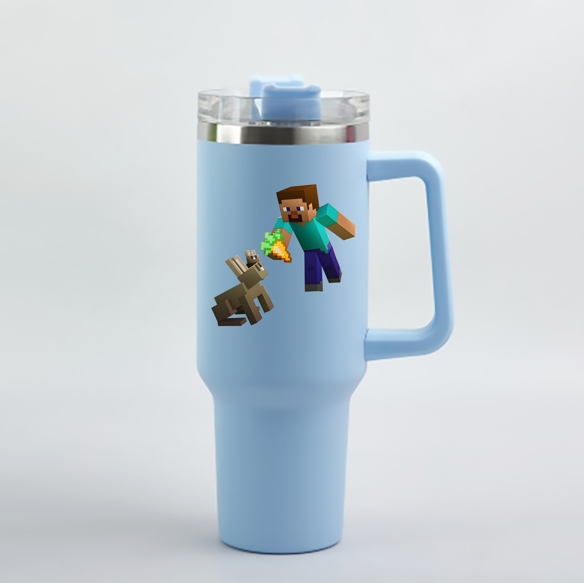 （画像用） マインクラフト ブロックの世界 Minecraft MC Block world 1200mL車用タンブラー - クリスタルステッカー（プラスチックストロー付き）
