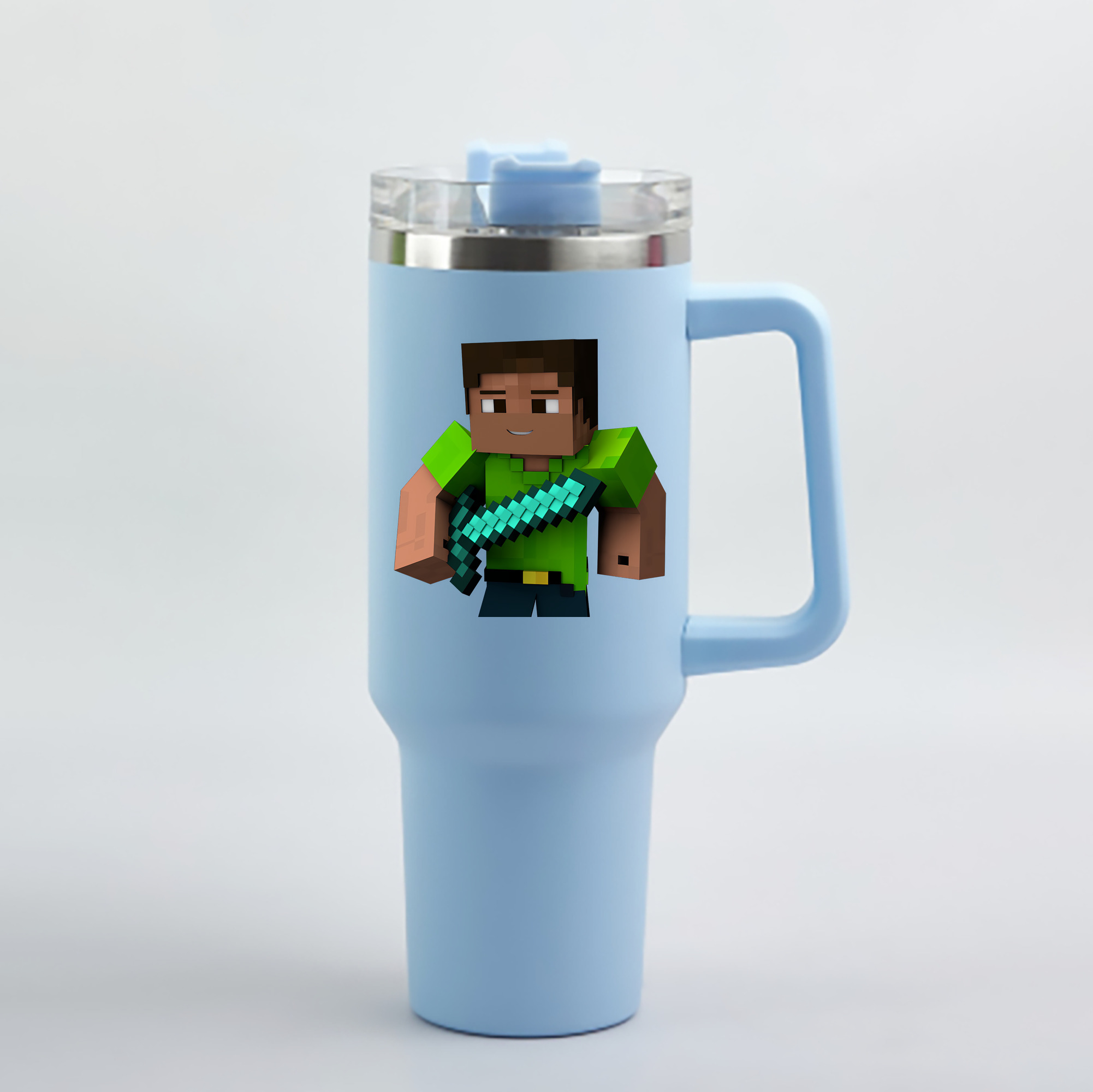 （画像用） マインクラフト ブロックの世界 Minecraft MC Block world 1200mL車用タンブラー - クリスタルステッカー（プラスチックストロー付き）