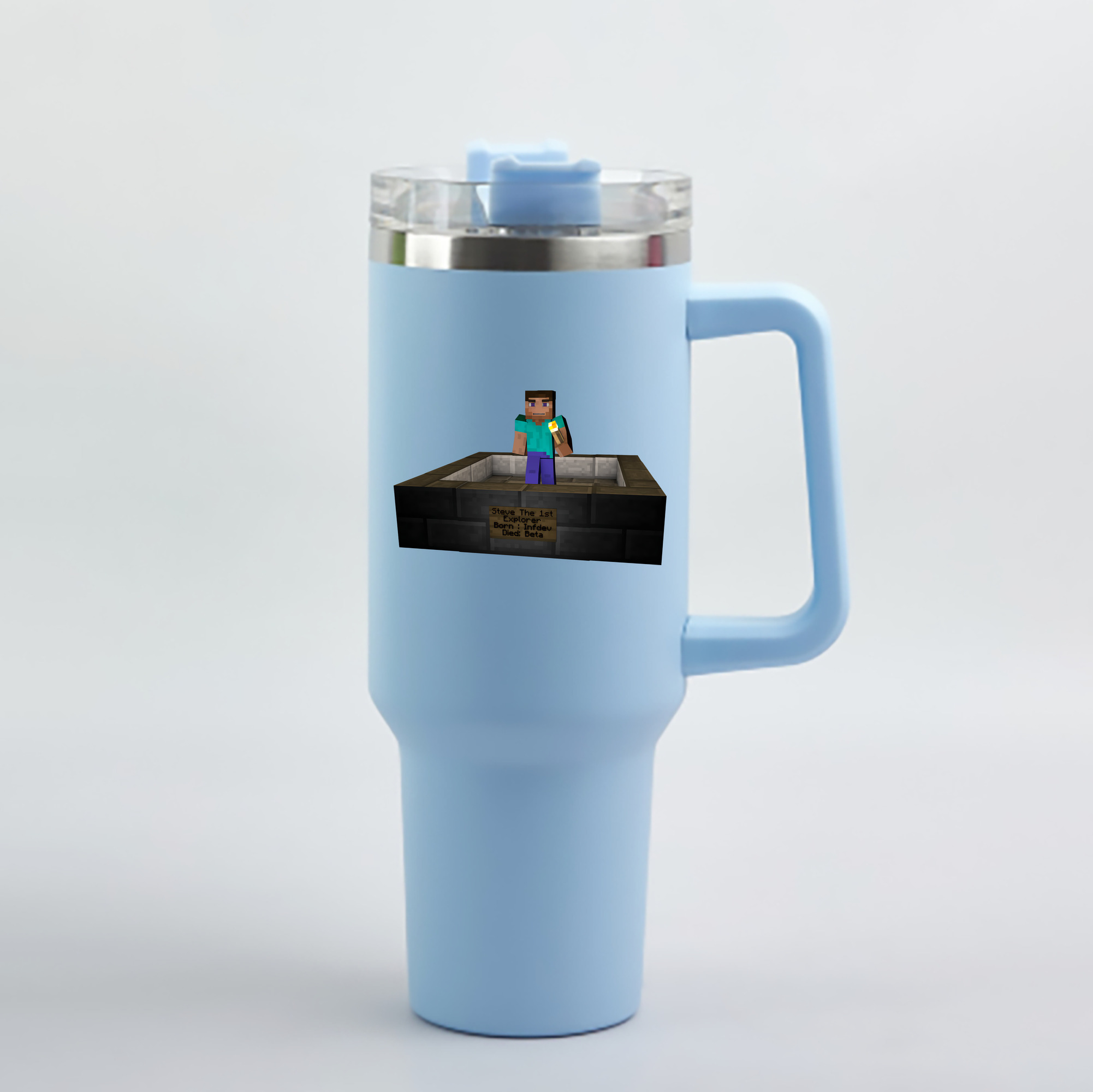 （画像用） マインクラフト ブロックの世界 Minecraft MC Block world 1200mL車用タンブラー - クリスタルステッカー（プラスチックストロー付き）