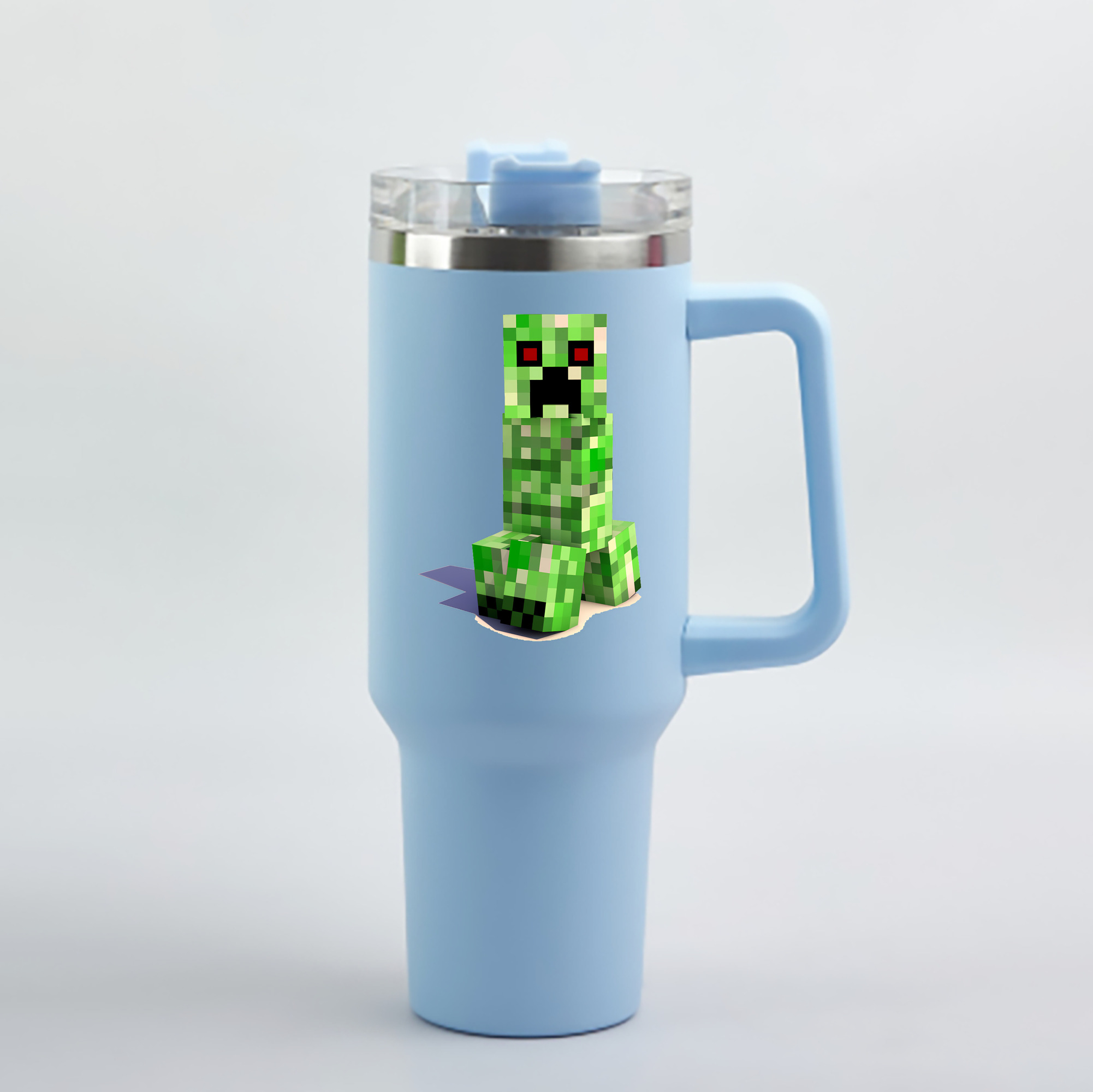 （画像用） マインクラフト ブロックの世界 Minecraft MC Block world 1200mL車用タンブラー - クリスタルステッカー（プラスチックストロー付き）