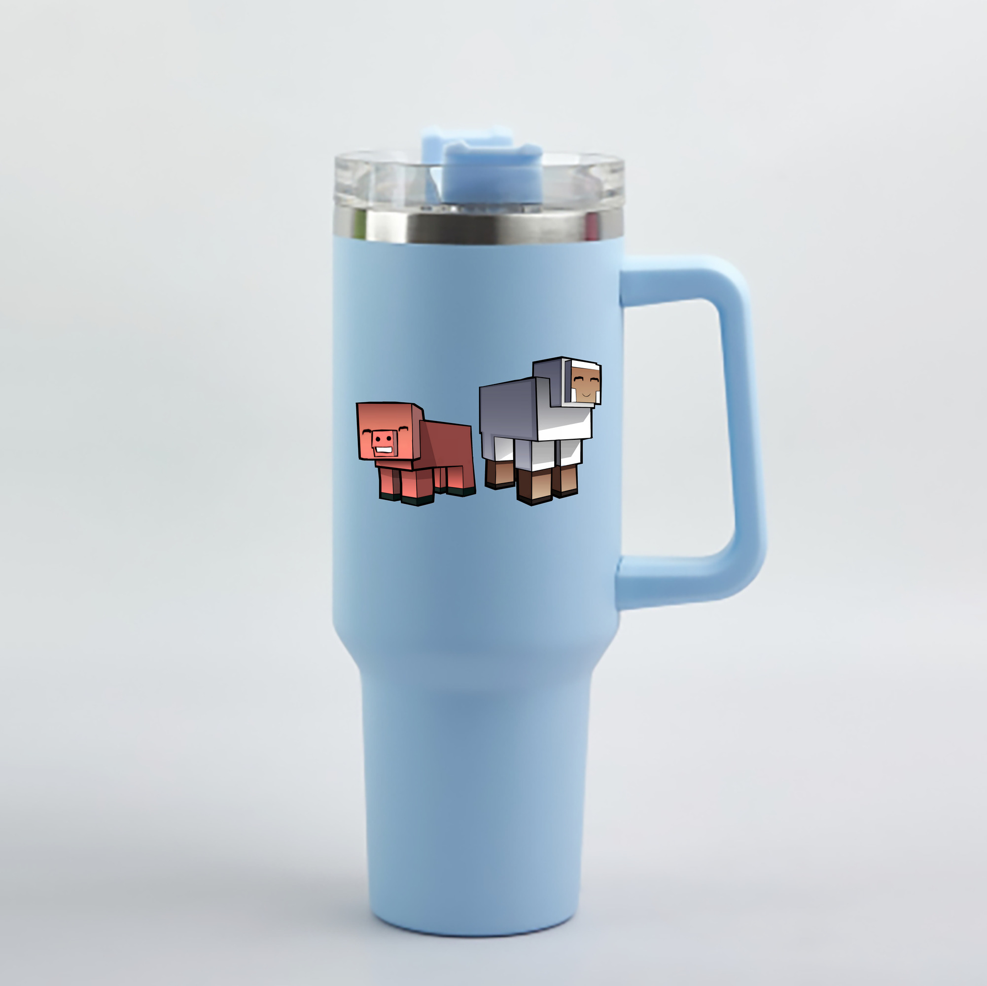 （画像用） マインクラフト ブロックの世界 Minecraft MC Block world 1200mL車用タンブラー - クリスタルステッカー（プラスチックストロー付き）