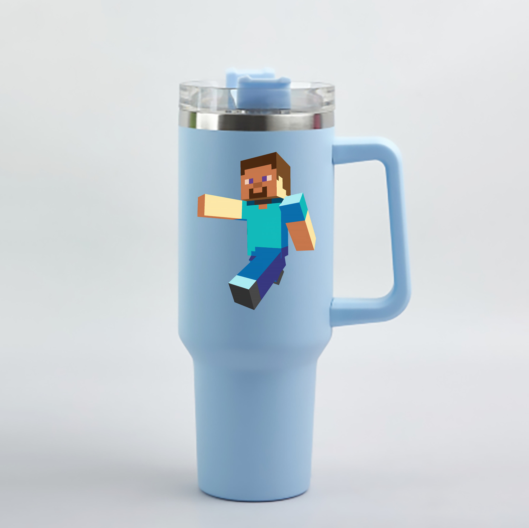 （画像用） マインクラフト ブロックの世界 Minecraft MC Block world 1200mL車用タンブラー - クリスタルステッカー（プラスチックストロー付き）