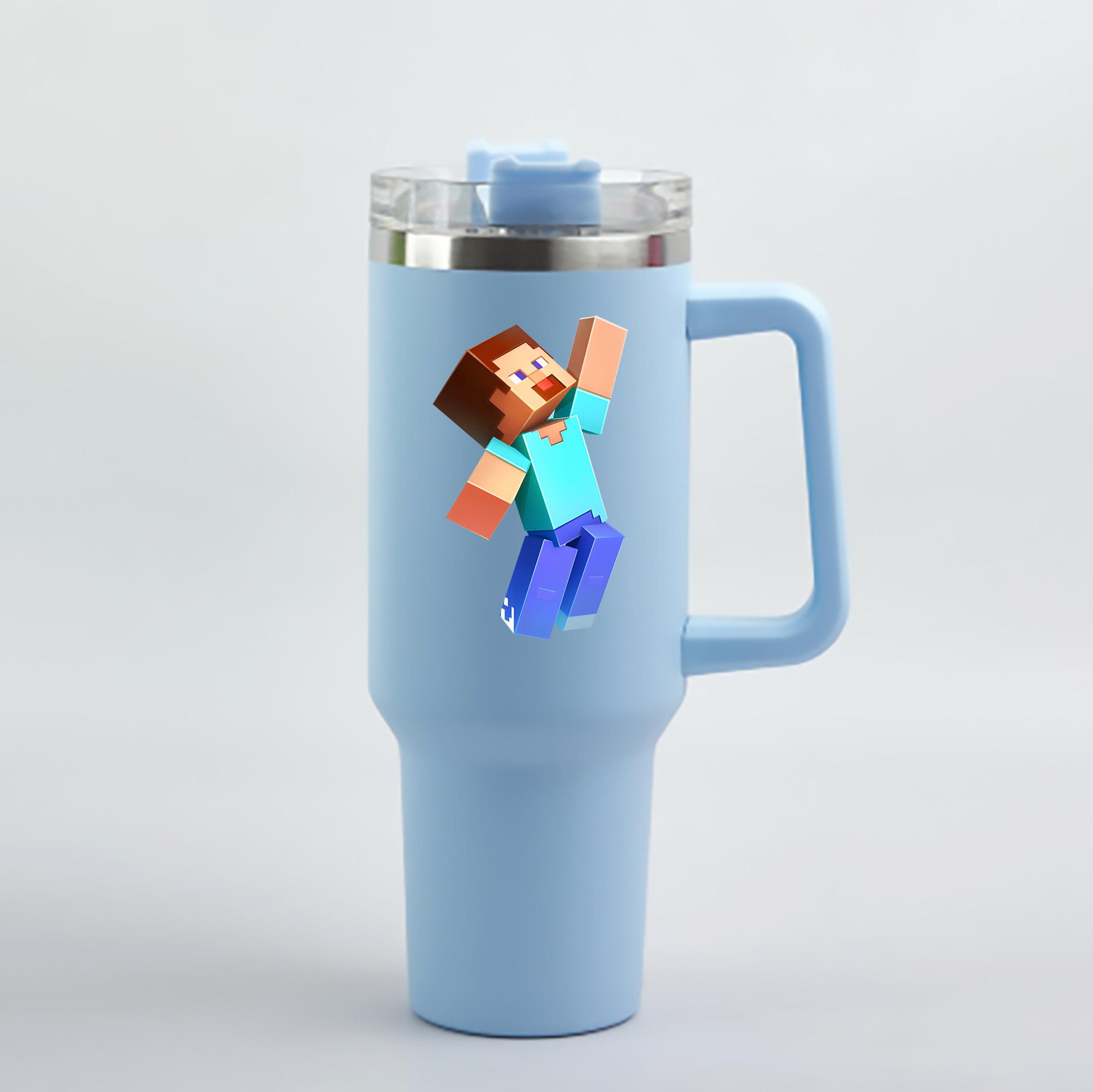 （画像用） マインクラフト ブロックの世界 Minecraft MC Block world 1200mL車用タンブラー - クリスタルステッカー（プラスチックストロー付き）