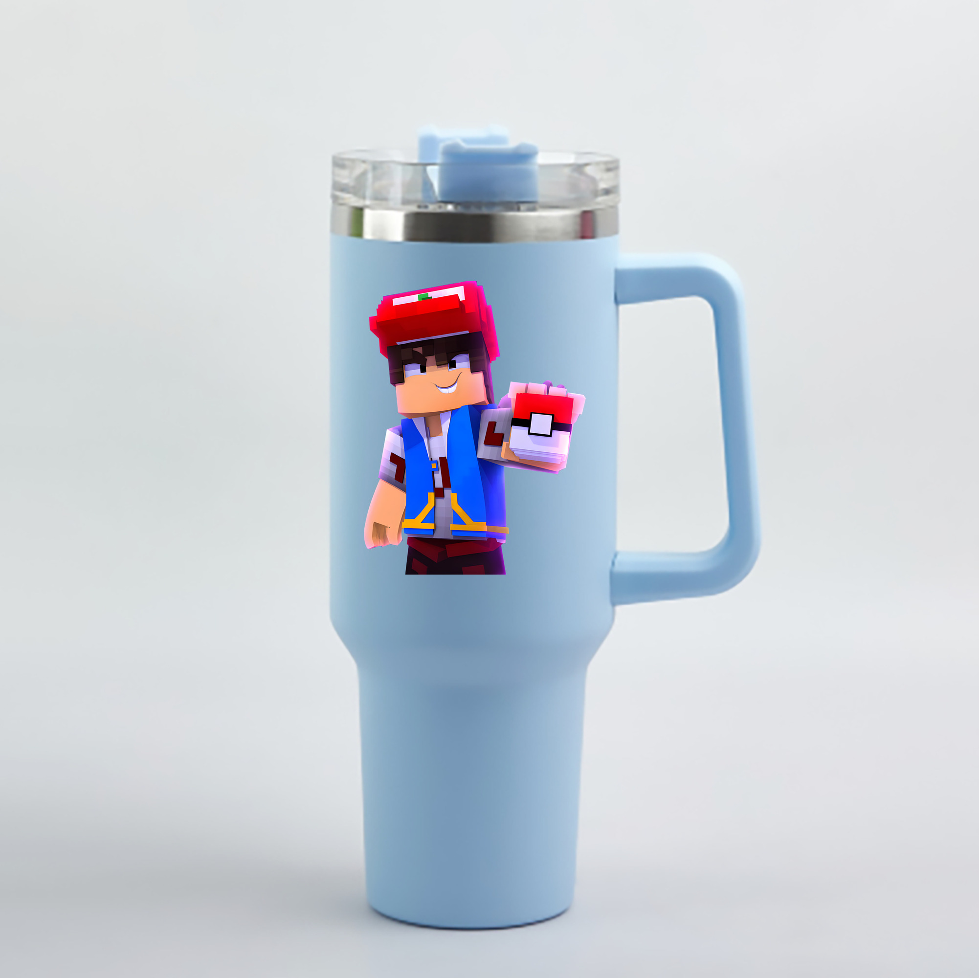 （画像用） マインクラフト ブロックの世界 Minecraft MC Block world 1200mL車用タンブラー - クリスタルステッカー（プラスチックストロー付き）
