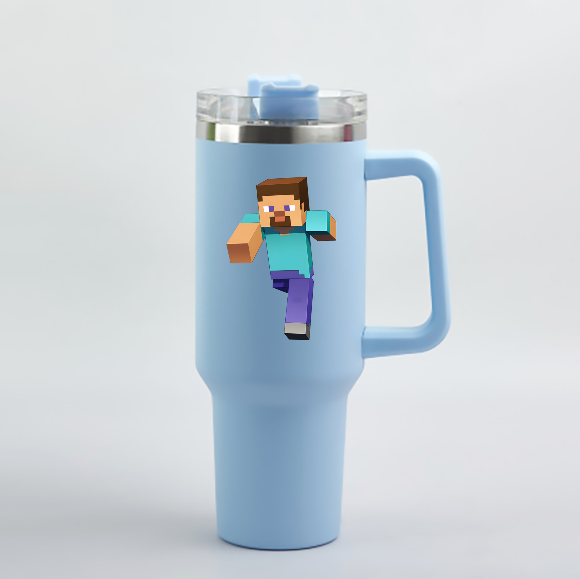 （画像用） マインクラフト ブロックの世界 Minecraft MC Block world 1200mL車用タンブラー - クリスタルステッカー（プラスチックストロー付き）