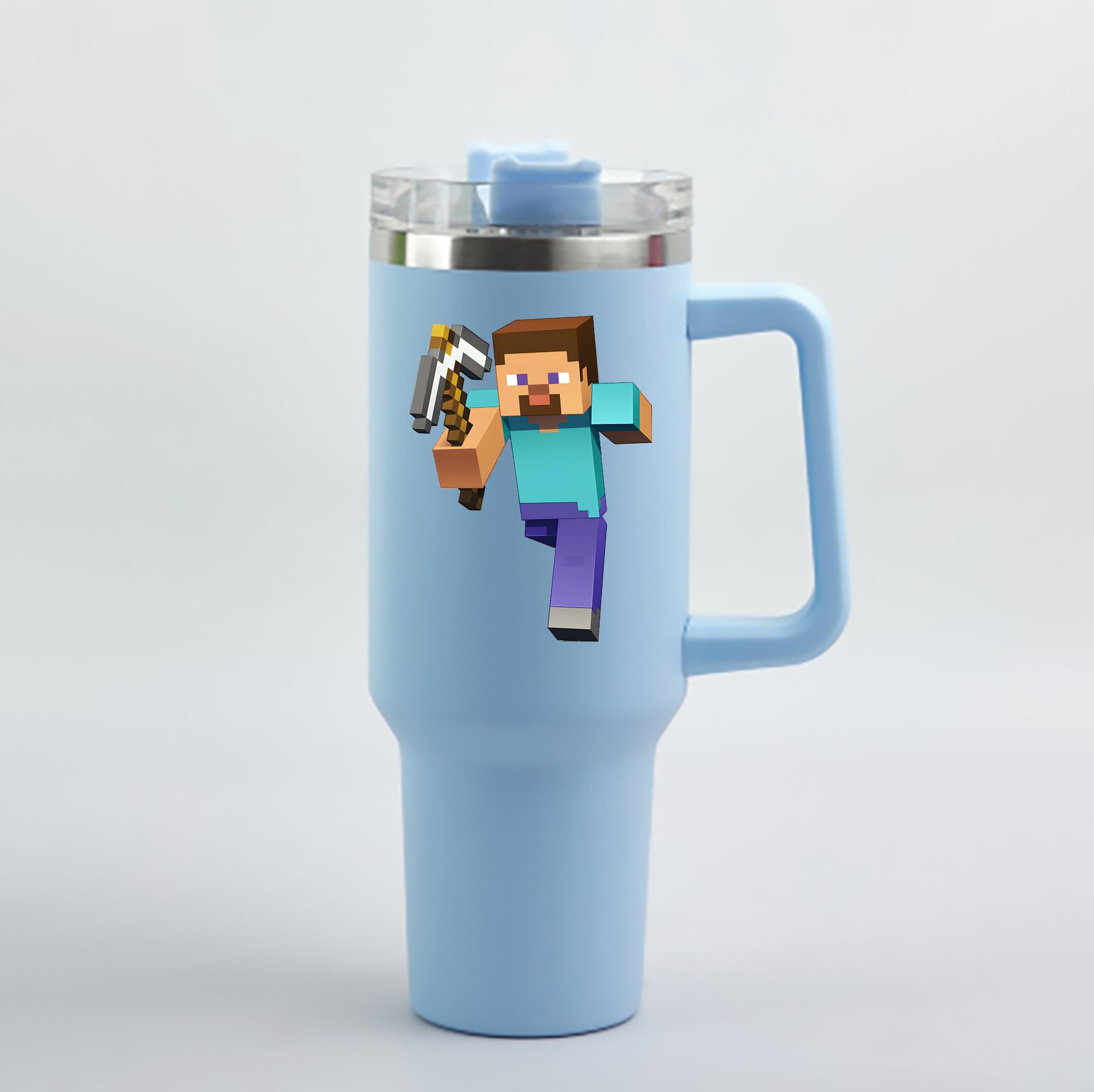 （画像用） マインクラフト ブロックの世界 Minecraft MC Block world 1200mL車用タンブラー - クリスタルステッカー（プラスチックストロー付き）