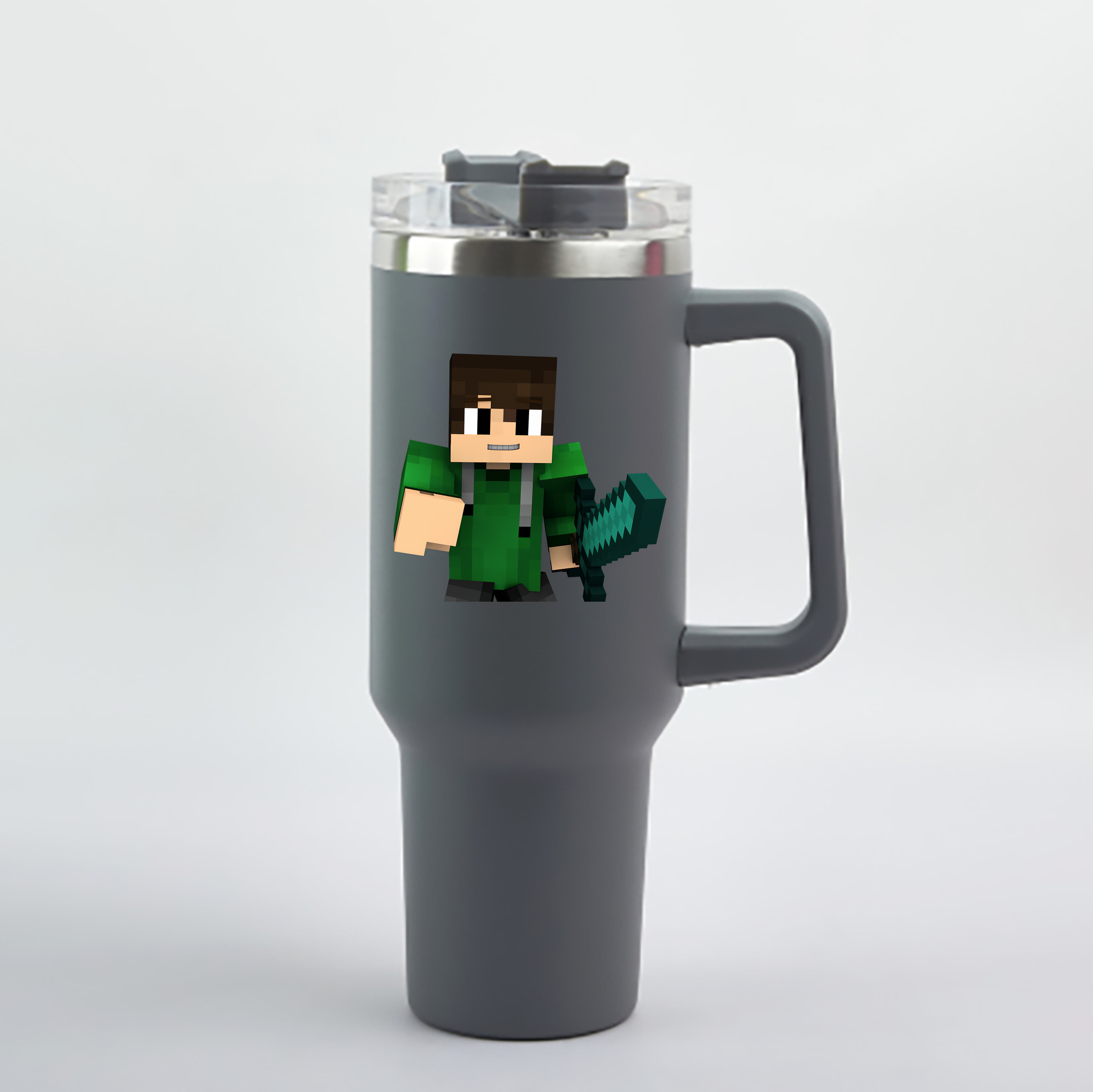 （画像用） マインクラフト ブロックの世界 Minecraft MC Block world 1200mL車用タンブラー - クリスタルステッカー（プラスチックストロー付き）