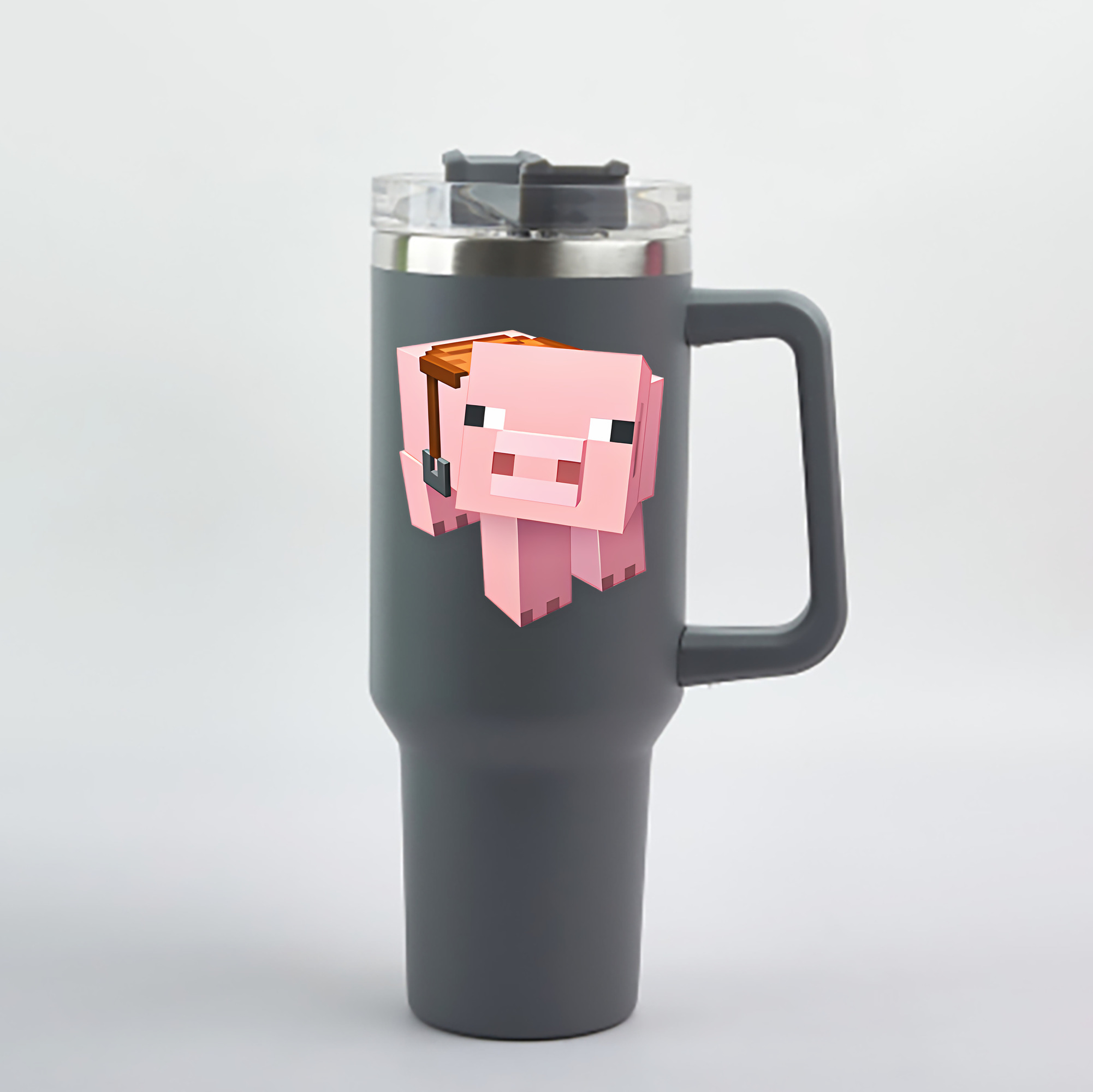 （画像用） マインクラフト ブロックの世界 Minecraft MC Block world 1200mL車用タンブラー - クリスタルステッカー（プラスチックストロー付き）